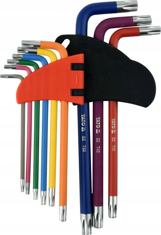 Zestaw Kolorowych Kluczy Torx Z Otworem Yato 9 el T10 T50