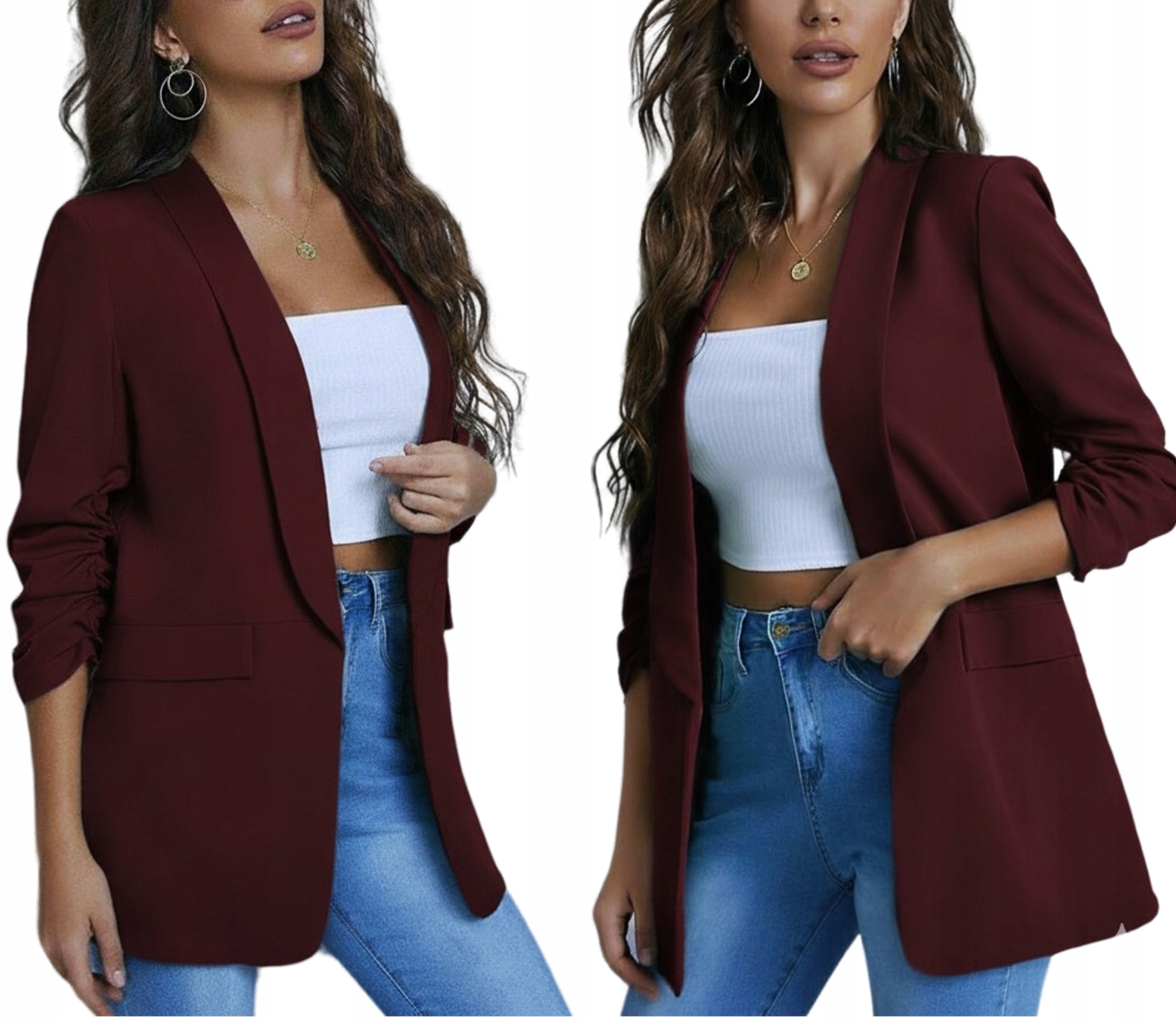 Marynarka damska plus size Narzutka Bordo Smokingowa 6XL/52