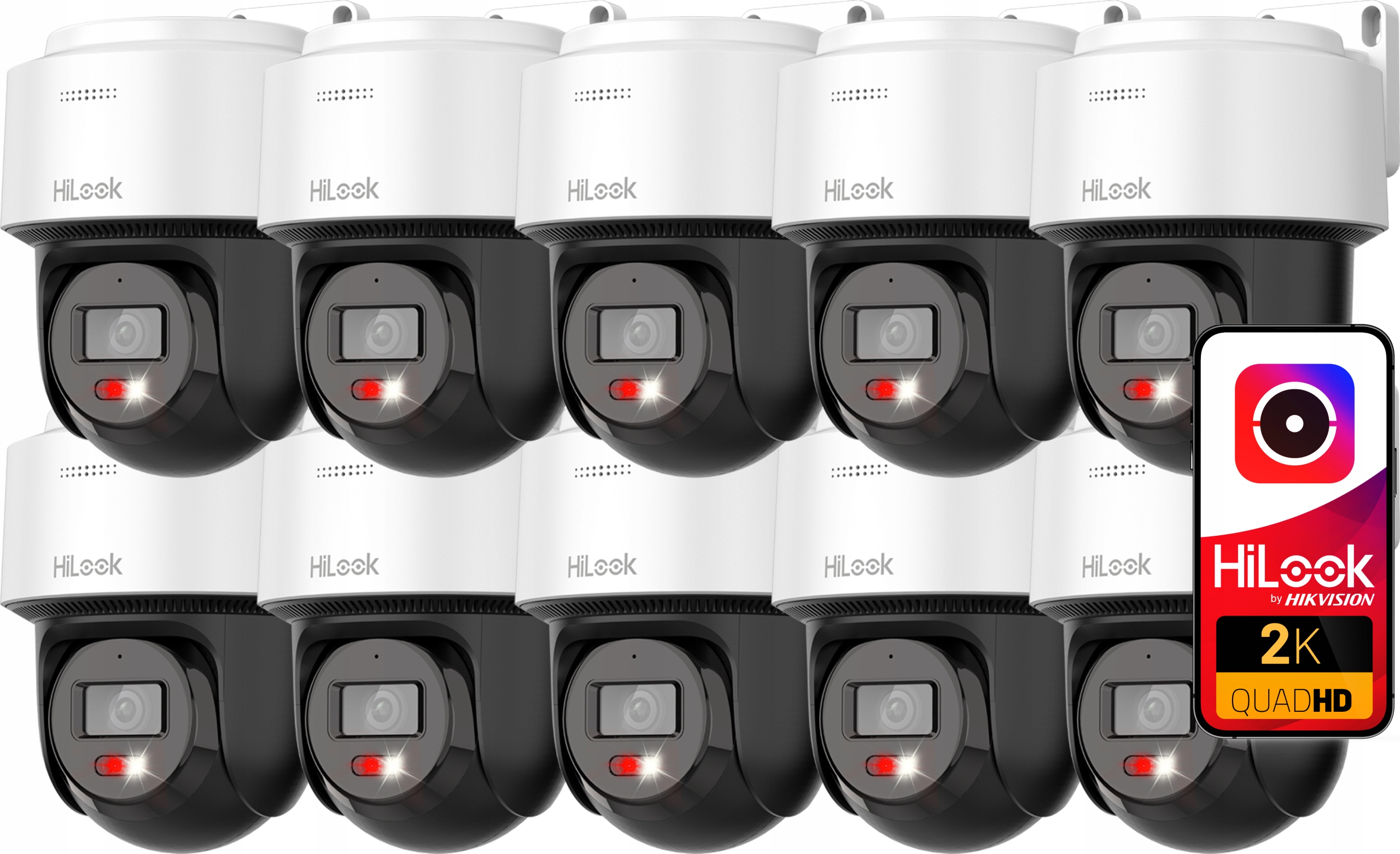 Sada 10 otočných Ip kamier 4Mpx HiLook Hikvision Audio PTZ-N4MP-P