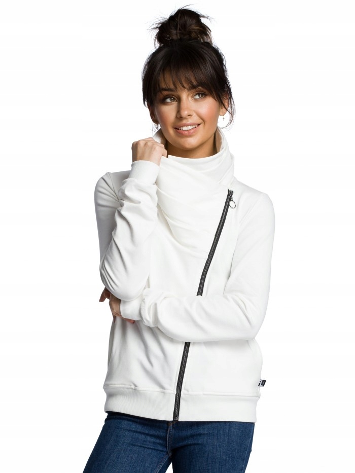 

Eu M B071 Bluza z ukośnym zamkiem - ecru Eu M