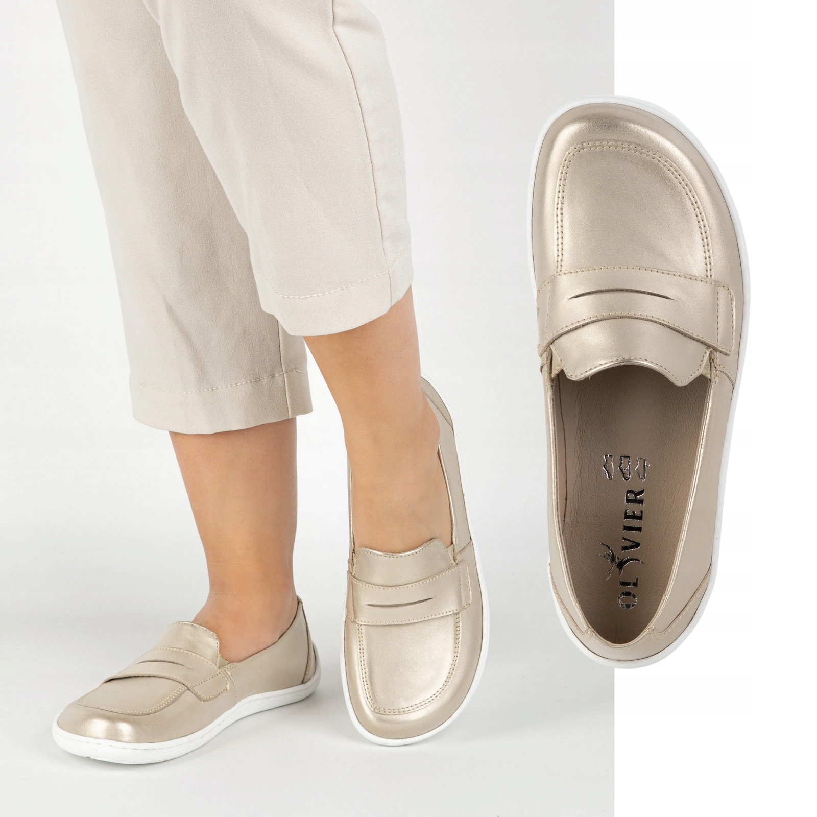 Barefoot Elegantní dámské minimalistické mokasíny 1280 zlaté 42