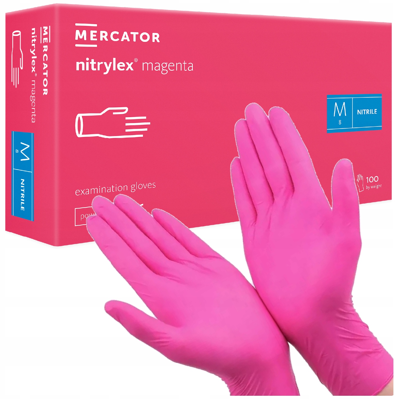 

Rękawiczki Różowe Magenta Nitrylowe M 100 sztuk