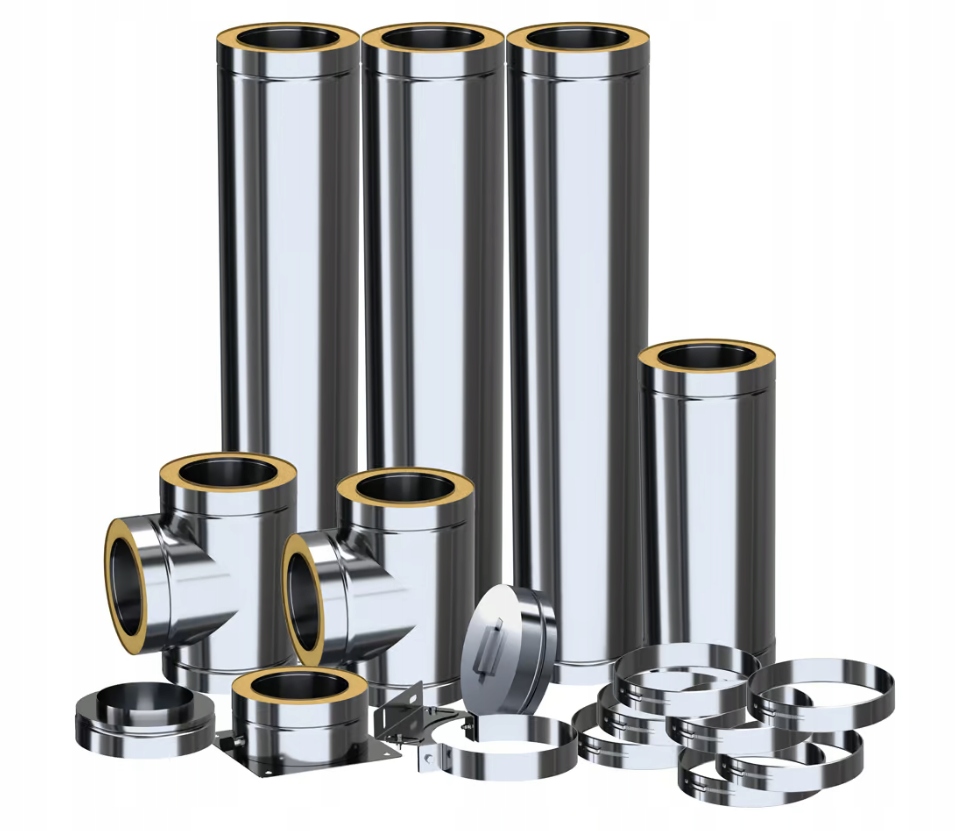 Komin izolowany zewnętrzny systemowy fi 150 dwuścienny na fundament
