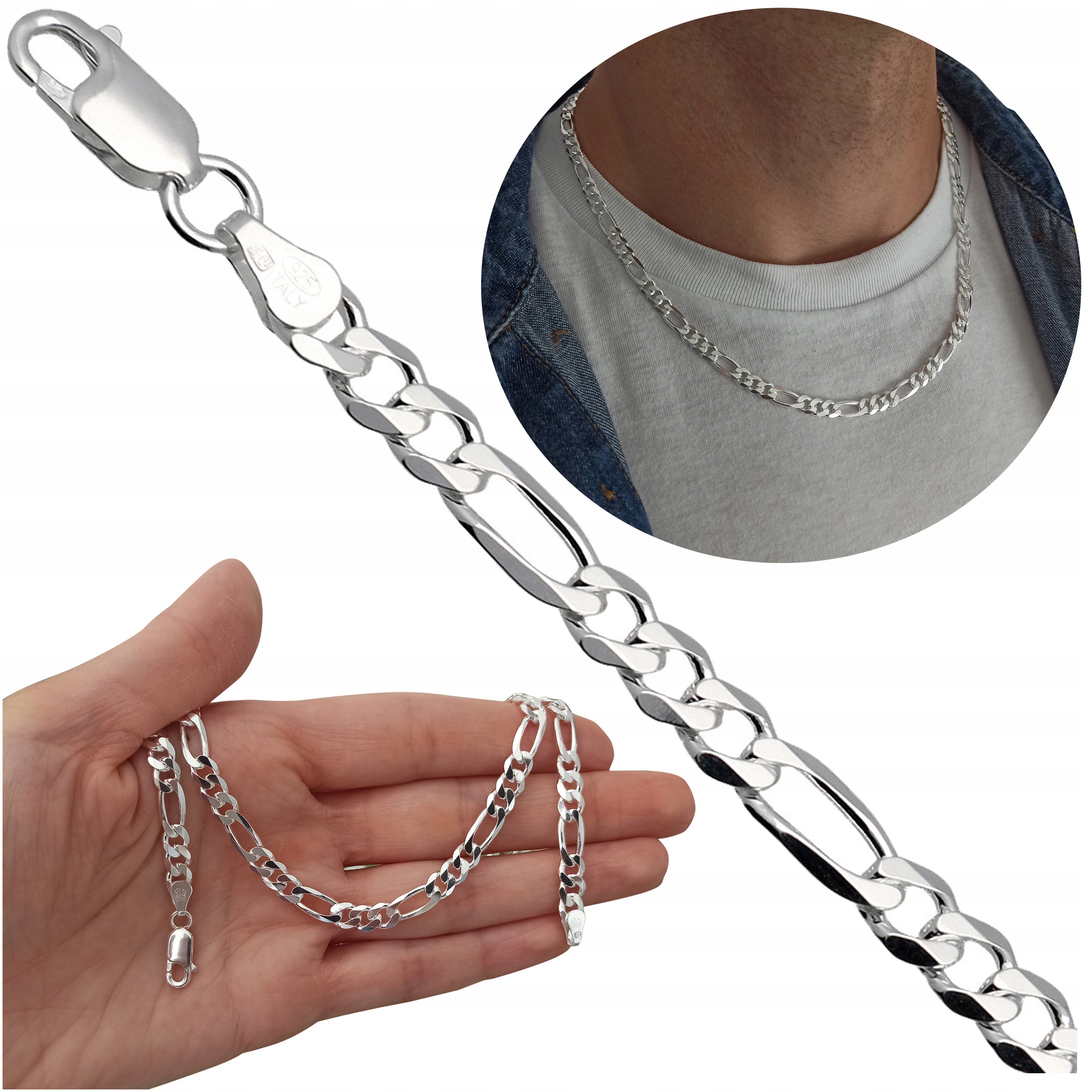 Łańcuszek srebrny figaro 50cm 5.7mm 925