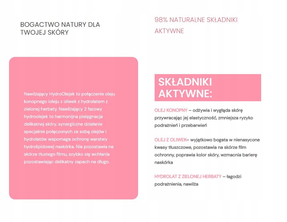 VENUS - HYDROOLEJEK DO CIAŁA NAWILŻAJĄCY 150ml Rodzaj Konopny