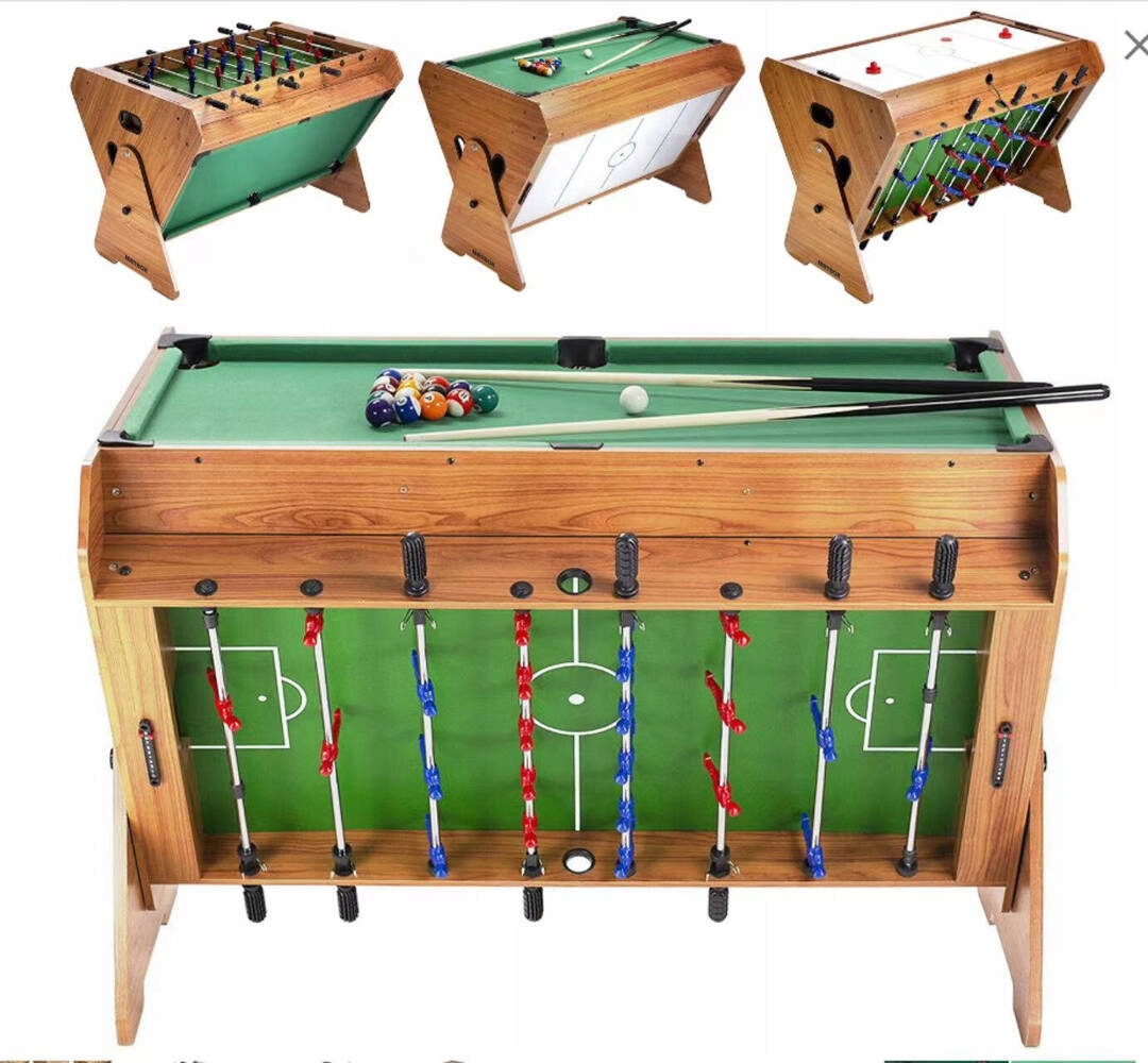 Stół do gry obrotowy 3w1 Piłkarzyki Cymbergaj Bilard 108x 85 x 86 cm Meteor