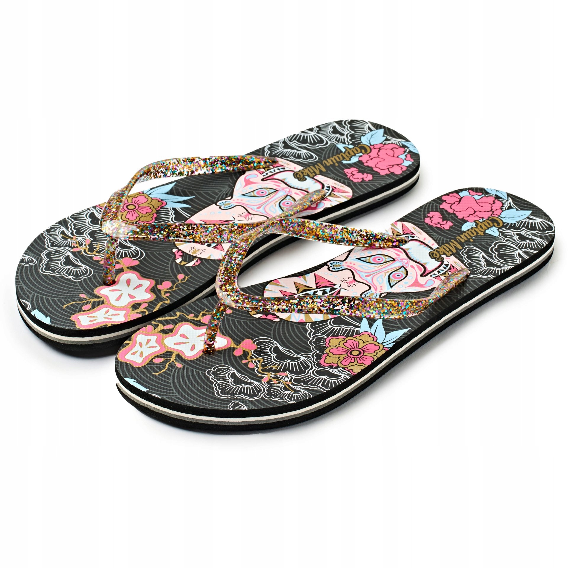 

Klapki japonki damskie czarne z brokatem r.40