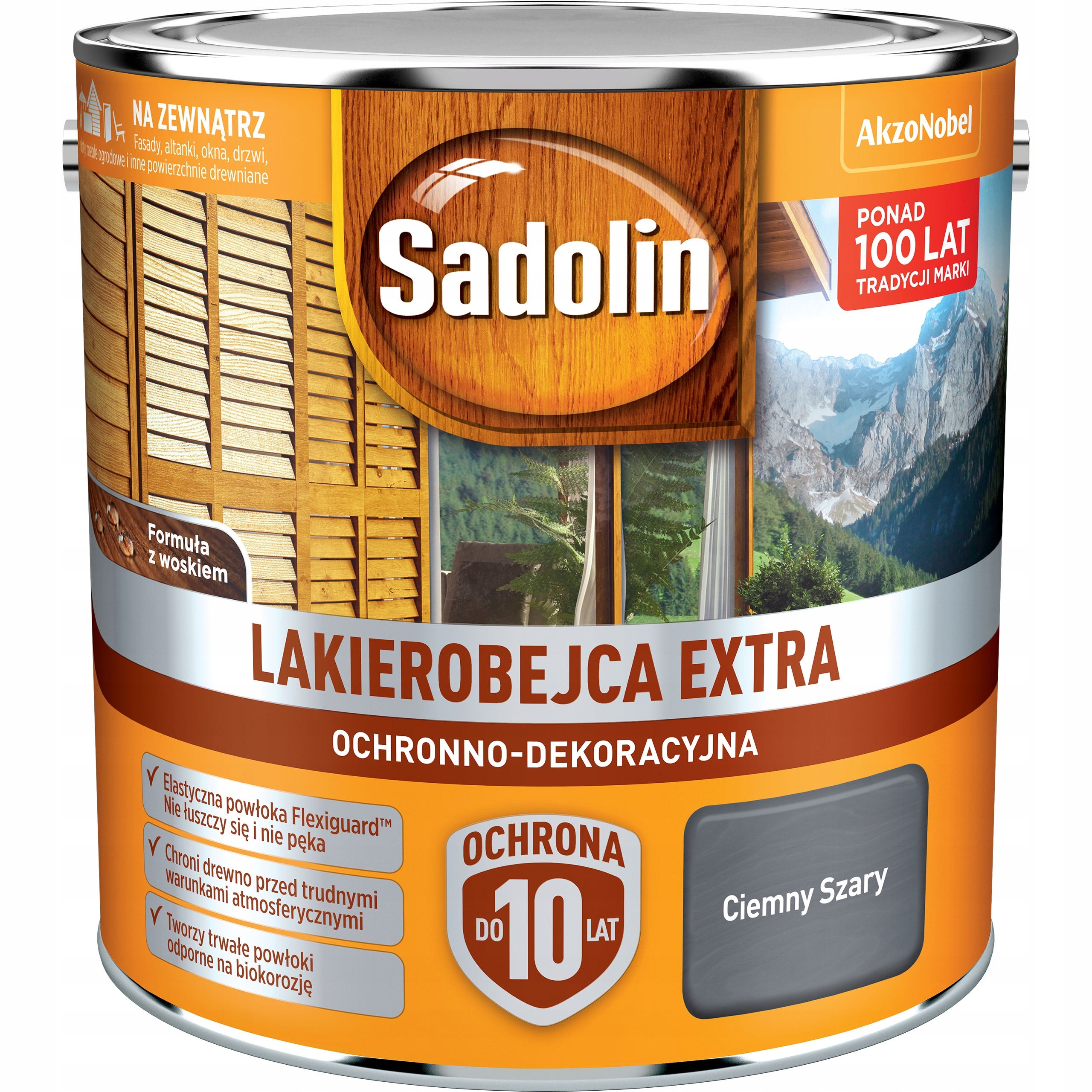 Sadolin Extra Lakierobejca Do Drewna Okien Elewacji Ciemny Szary 2,5L
