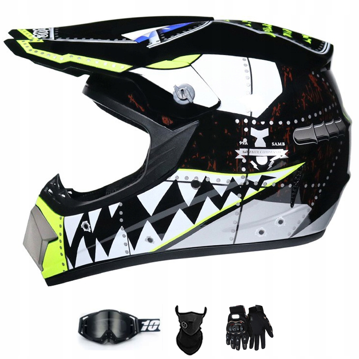 Motocyklová Přilba Lehká Enduro Quada Brýle Rukavice Maska S