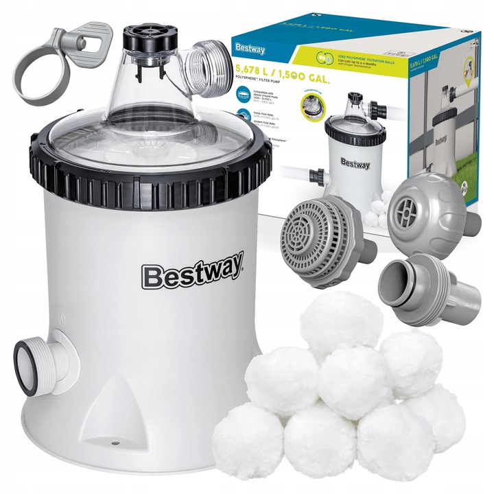 Mocna Wydajna Pompa Filtrująca Kulki Do Basenu 5678 L/h Bestway 58870