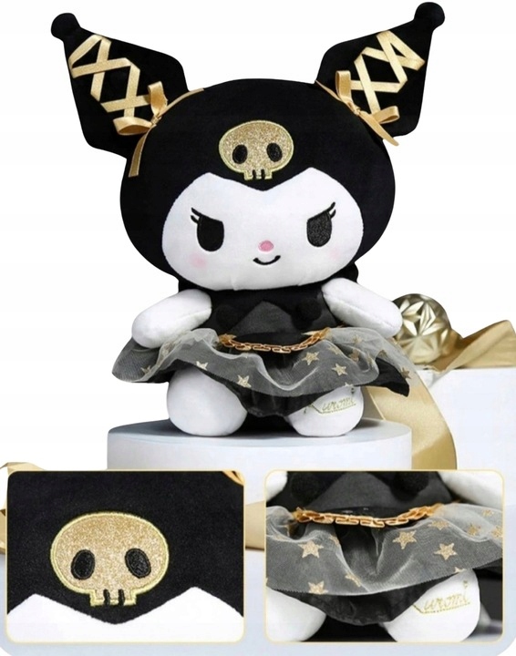 Pluszowa maskotka Kuromi RegMag 45 cm czarno-złota – Czarno-złota maskotka o wysokości 45 cm
