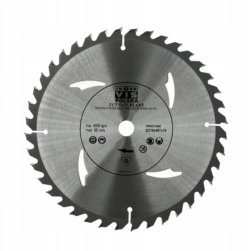 TARCZA PIŁA WIDIOWA DO DREWNA 210/16 MM 60 ZĘBÓW Z WĘGLIKÓW SPIEKANYCH