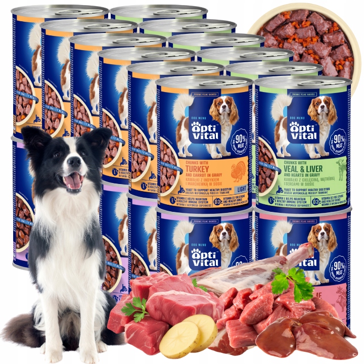 Mokra Karma Dla Psa MIX Smaków W Sosie Puszka 24X415G Optivital Bezzbożowa