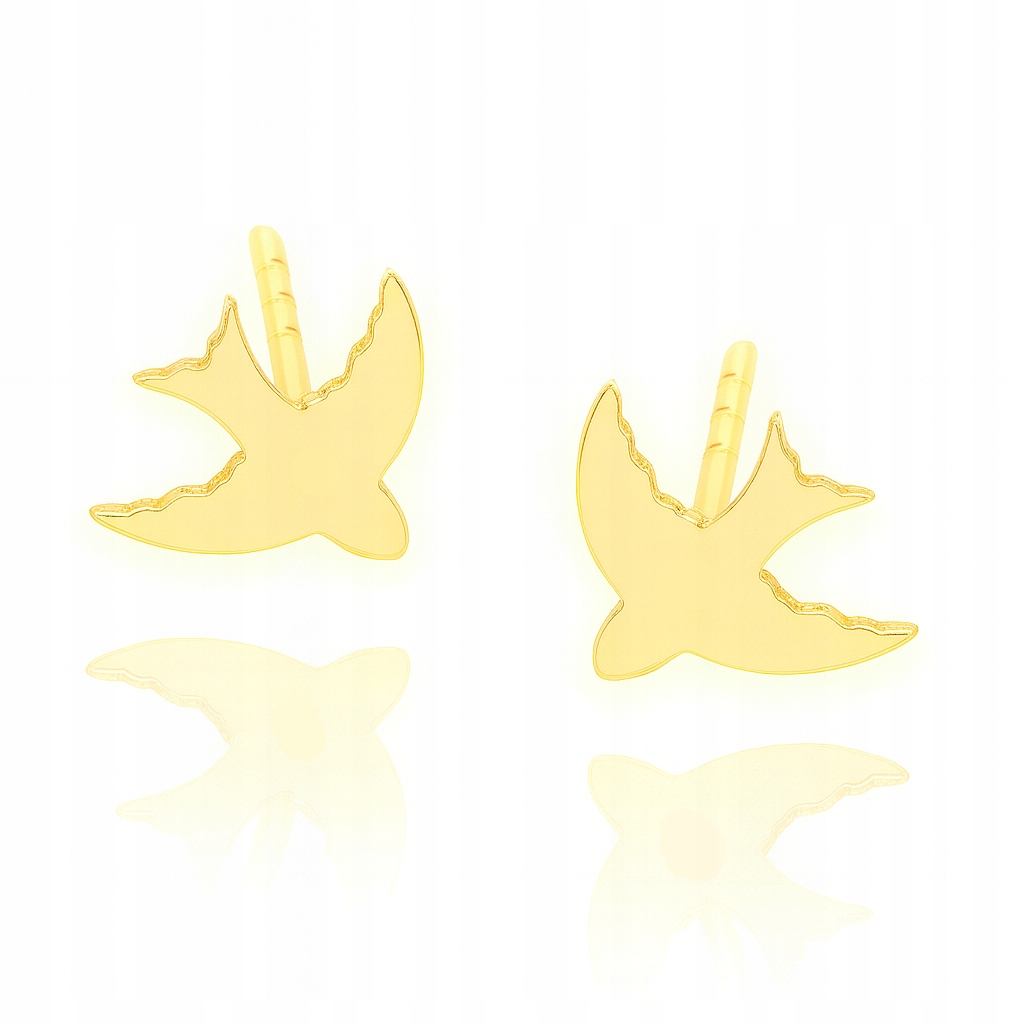 Zlaté náušnice s vlaštovkami na tyčinku Pr. 585