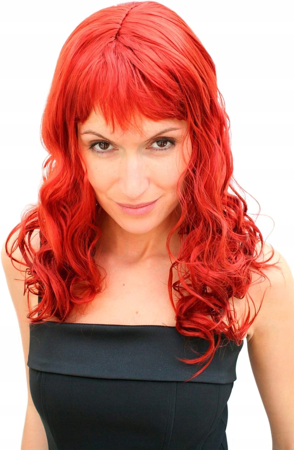 Paruka Červené Syntetické Kudrlinky, Umělé Vlasy Cosplay Diva Realistická