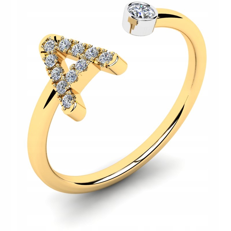 

Pierścionek Złoty Literka A Z Cyrkoniami