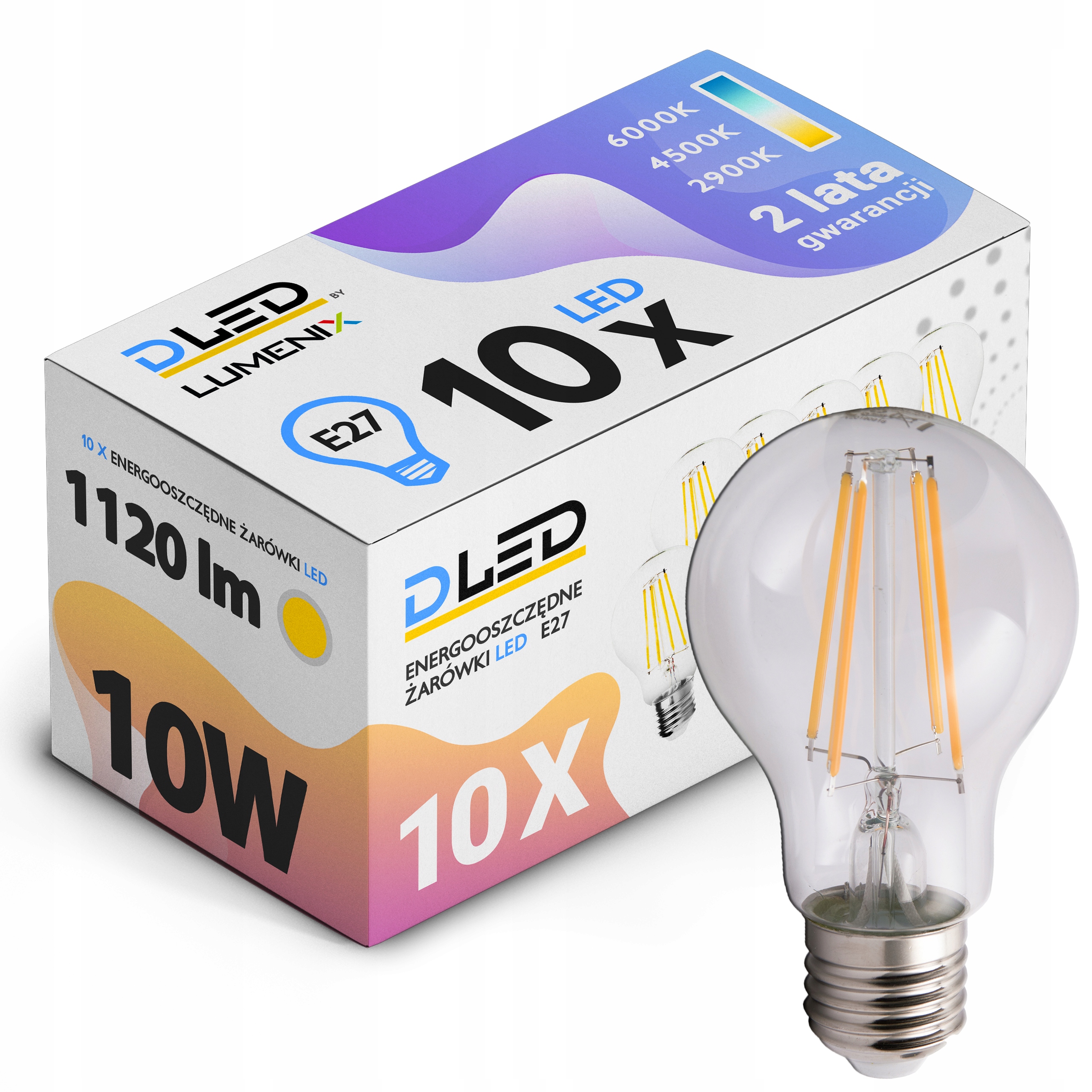 

10x Żarówka E27 Led Filament 10W Ciepła edison