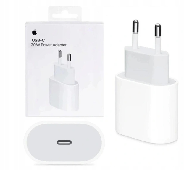 ORYGINALNA ŁADOWARKA SIECIOWA APPLE 20W MHJE3ZM/A BIAŁA USB TYP C 2400 mA
