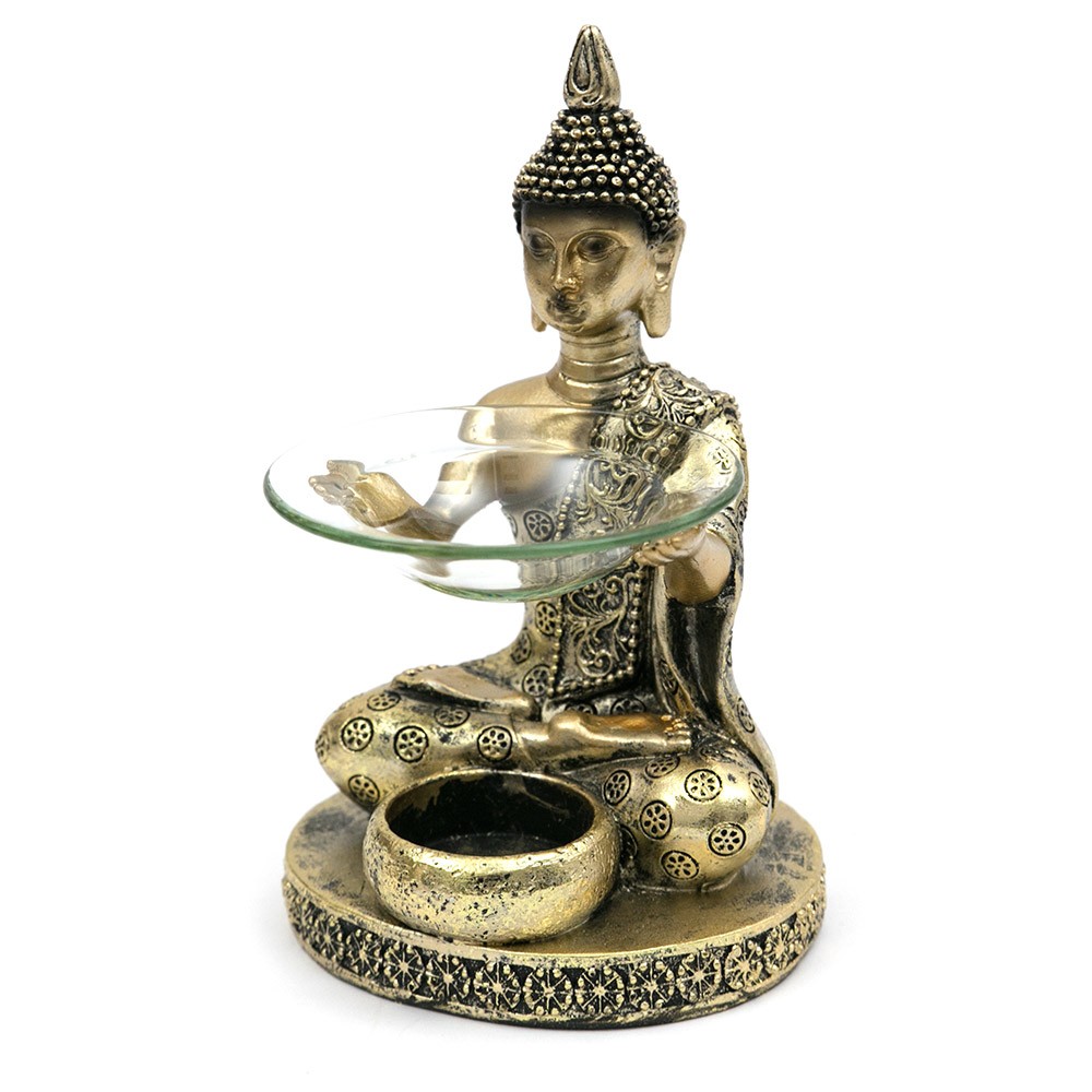 

Świecznik Budda Złoty 20cm Podgrzewacz Tealight