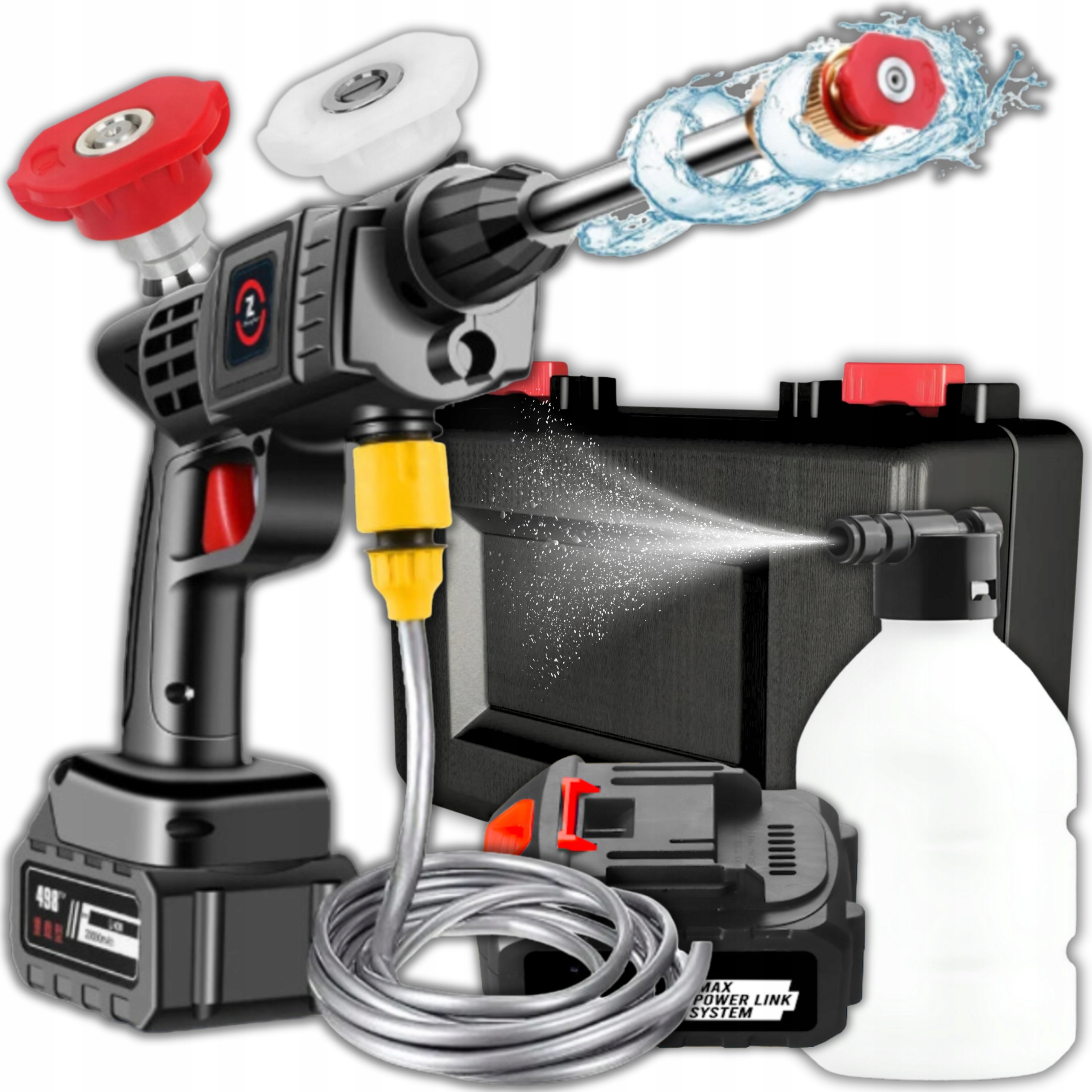 MOCNA BEZPRZEWODOWA MYJKA CIŚNIENIOWA OGRODOWA ZESTAW DO MYCIA OKIEN KOSTKI