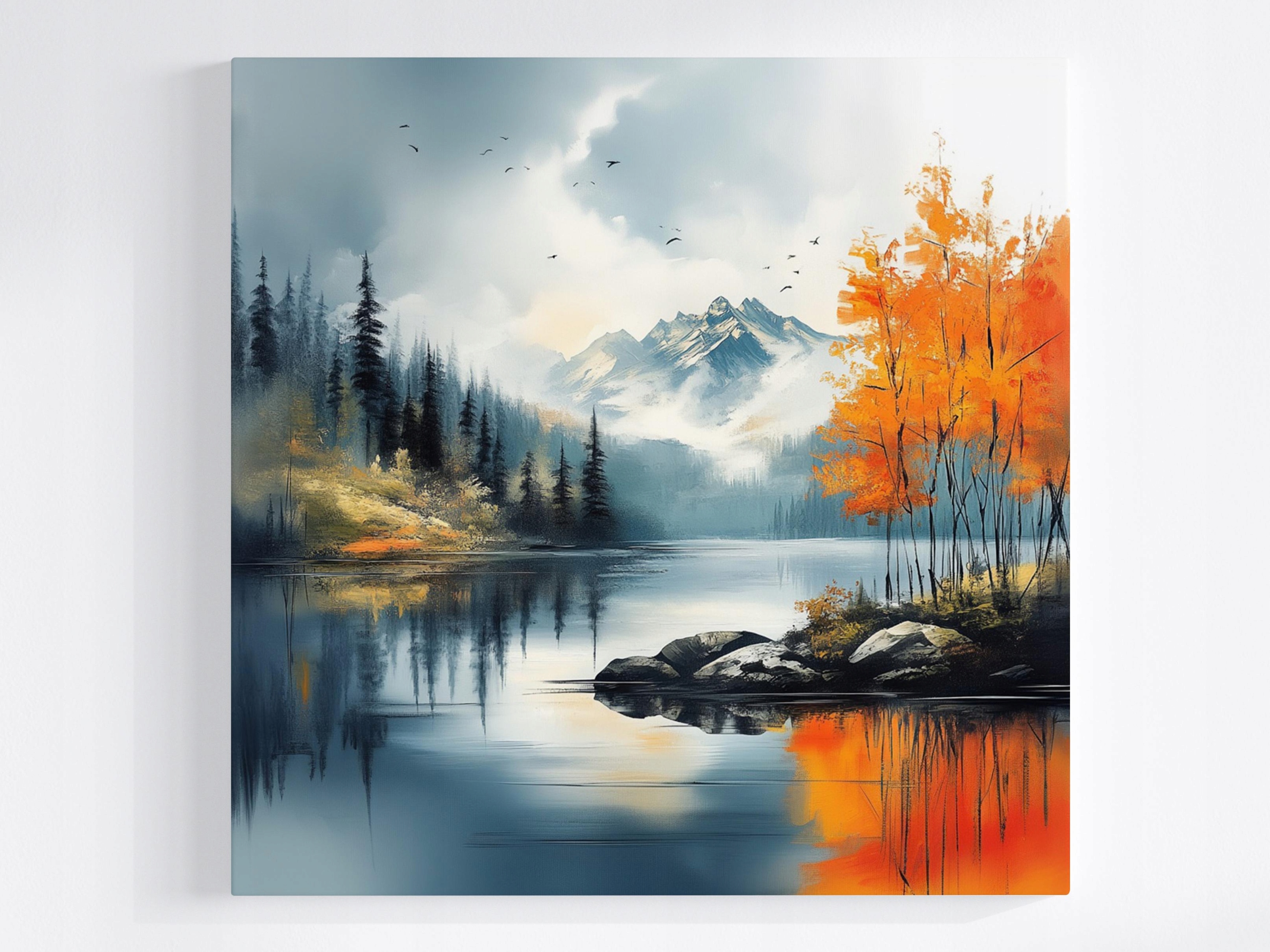 Obraz Na Plátně Canvas Krajina Kanada Hory Les Jezero Fiord Podzim 60x60