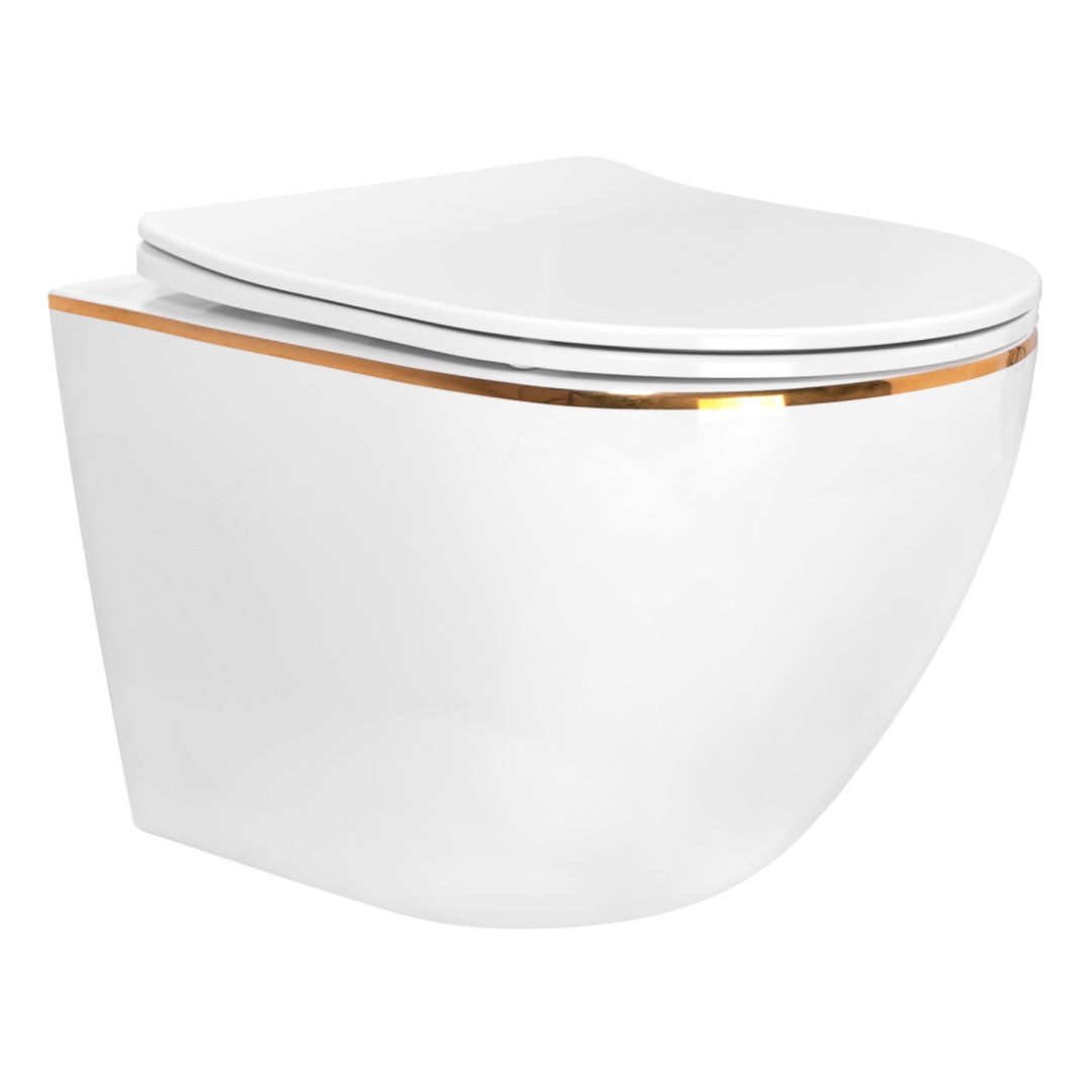 Miska Wc Rea Carlo Mini Tornado White Gold Edge