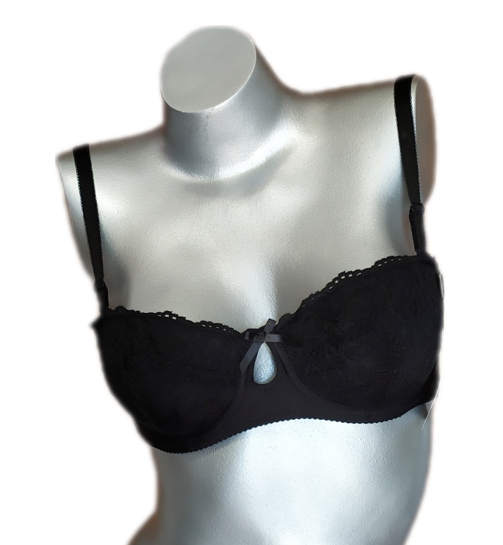 Biustonosz 90E bardotka czarny stanik koronka Marka Intimidao