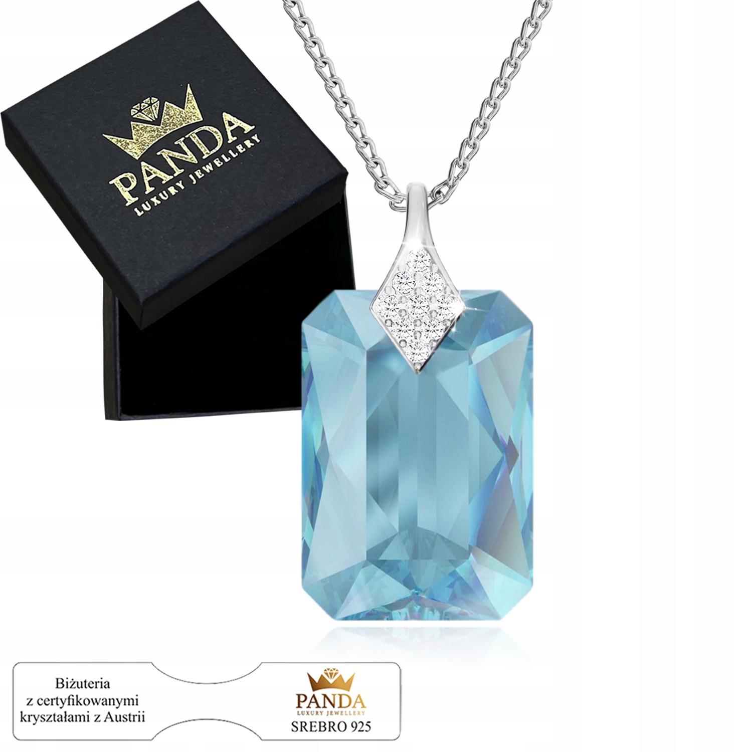 Stříbrný náhrdelník pro ženy Přívěsek Křišťál Řetízek Dárek pro manželku