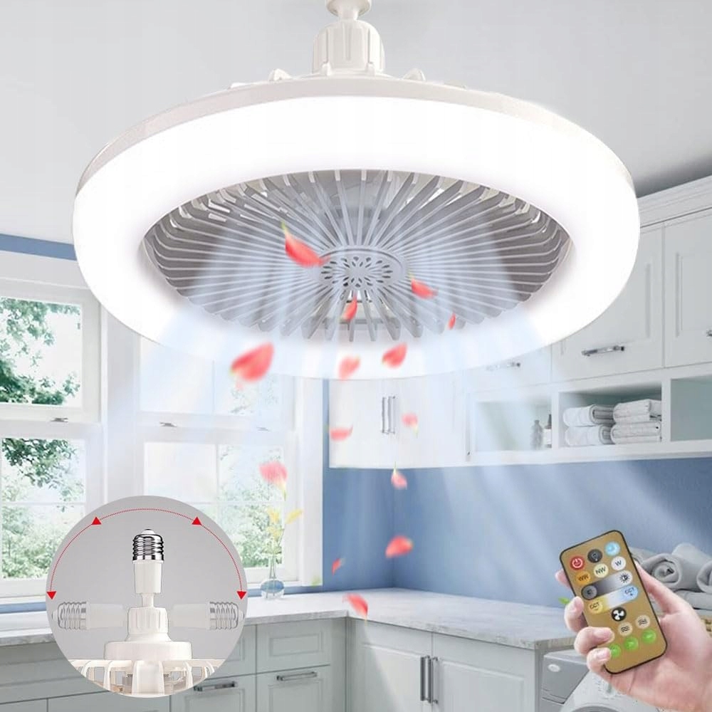 Ventilátor stropní svítidlo tichý ventilátor E27 dálkový ovladač