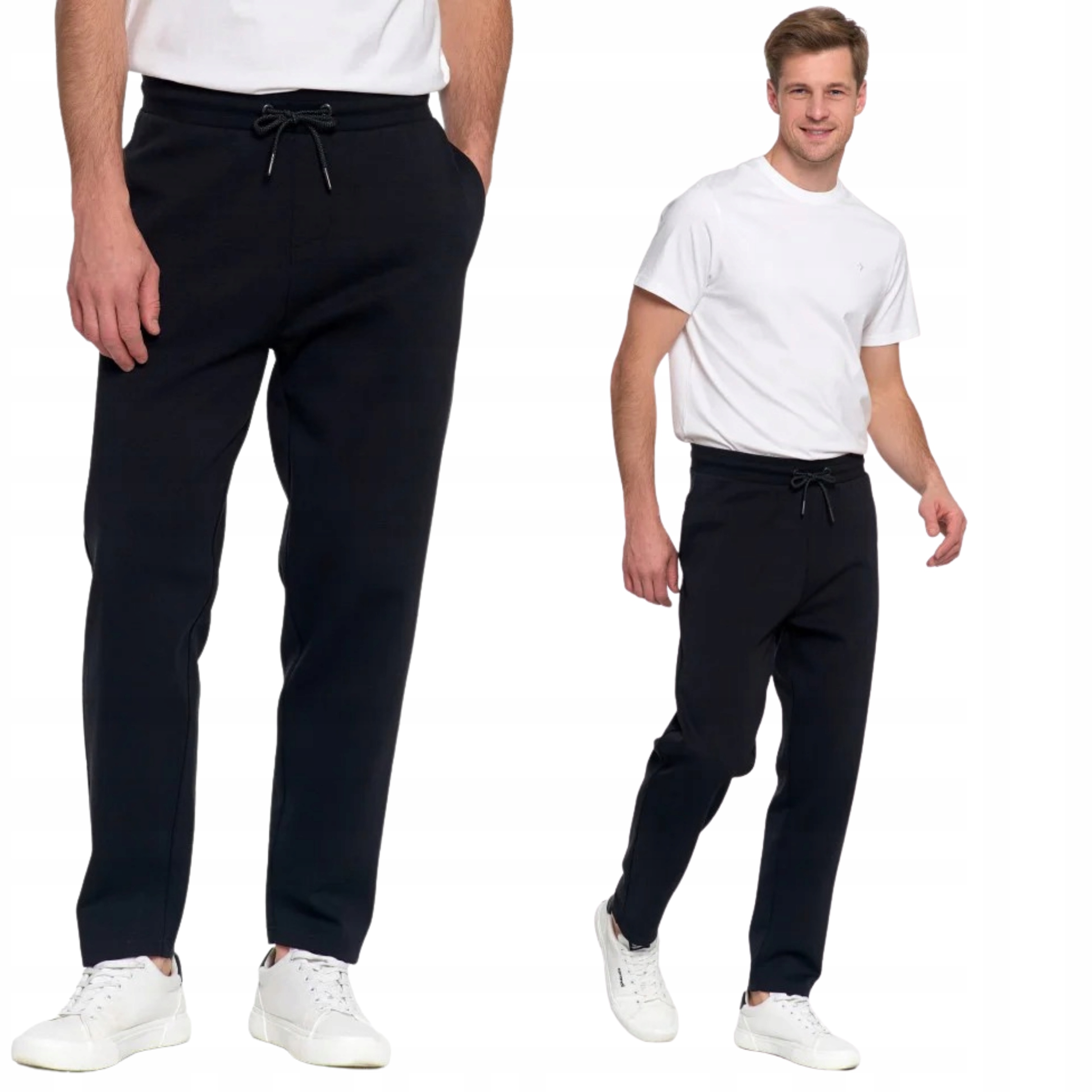 Spodnie Dresowe Męskie Bawełniane Dresy Klasyczne Gładkie Moraj Czarne M