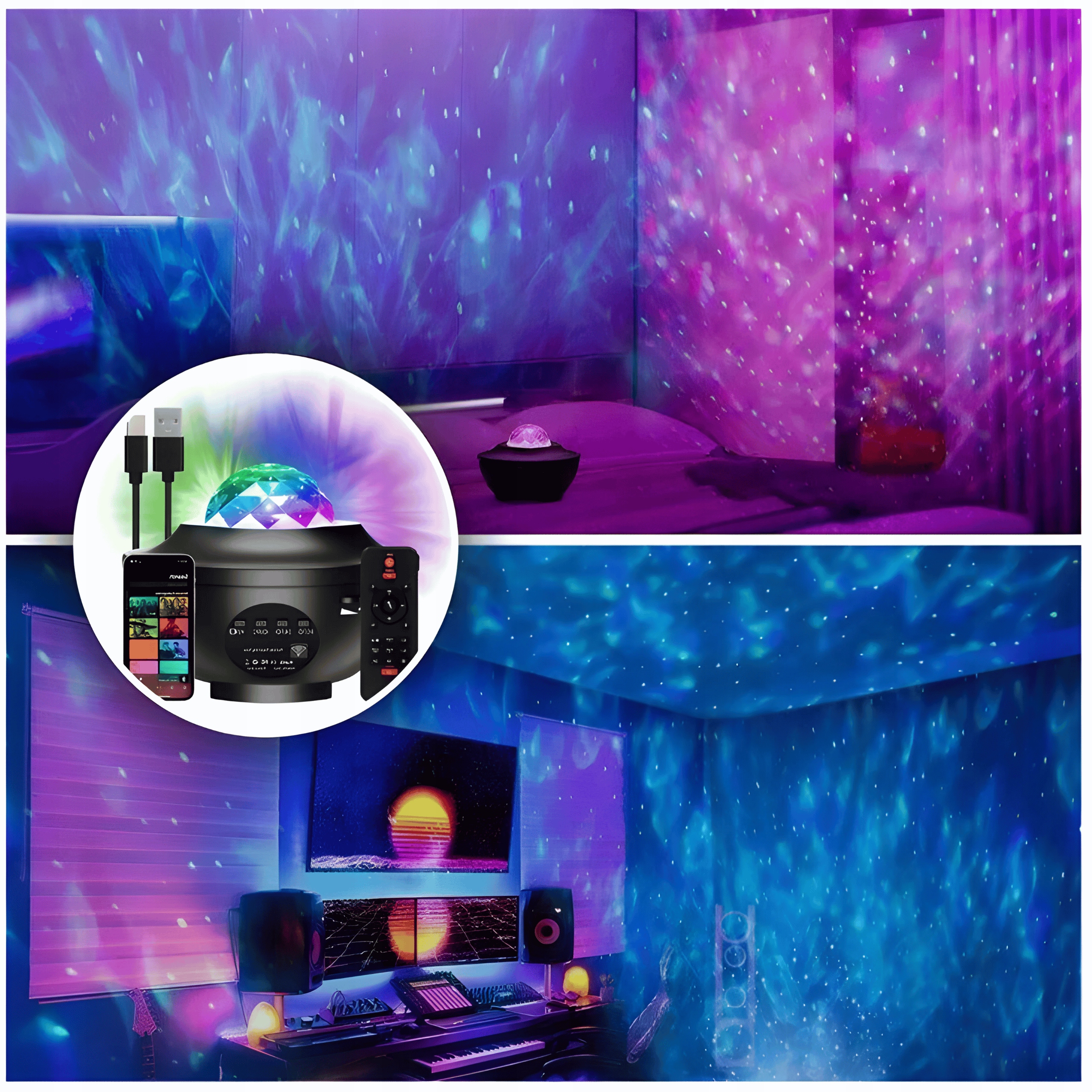 PROJEKTOR GWIAZD LAMPKA NOCNA LED GŁOŚNIK USB RZUTNIK NIEBA PILOT BLUETOOTH Długość/wysokość 16 cm