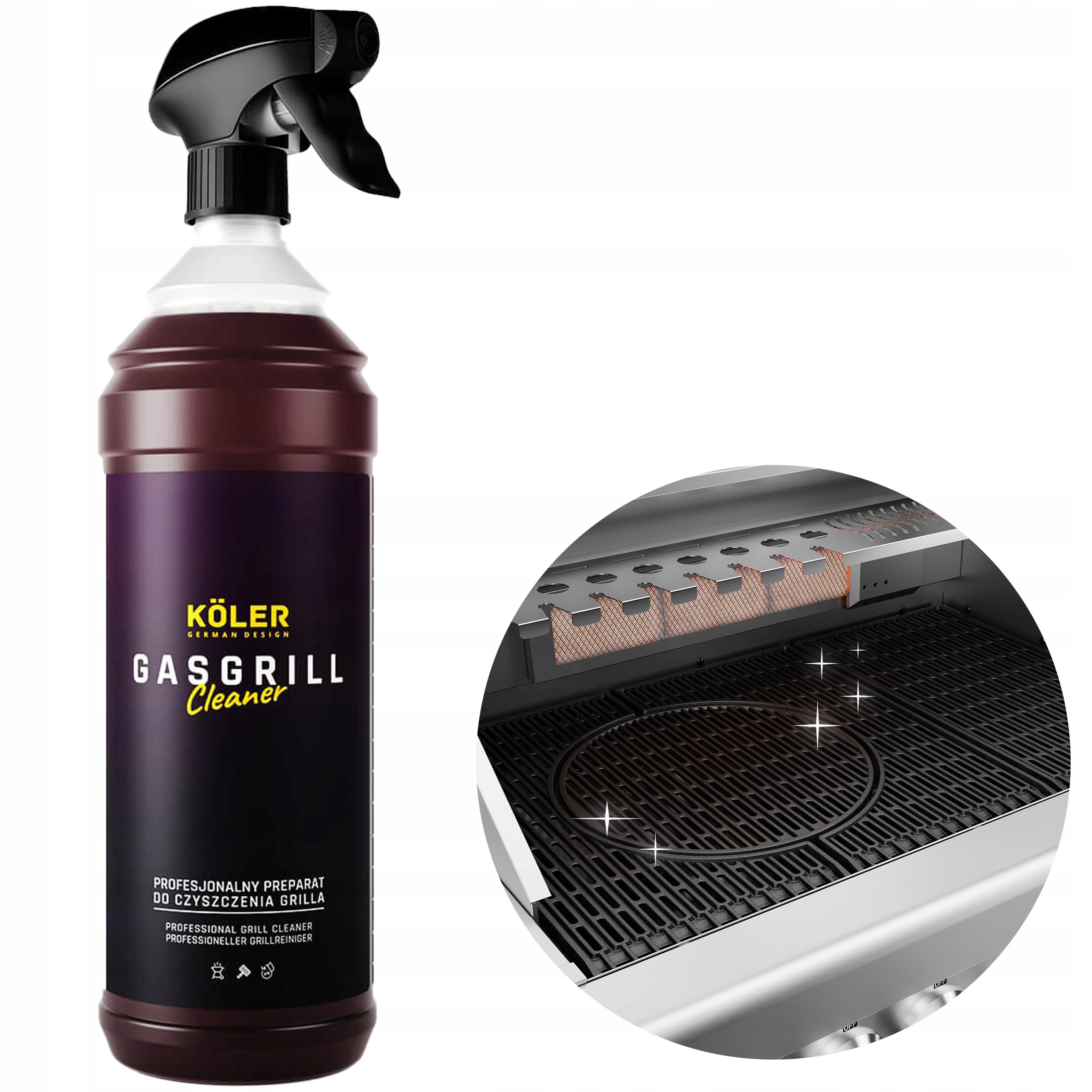 Spray Płyn Do Mycia Grilla Rusztu Płyty Żeliwnej Koler Cleaner 1L