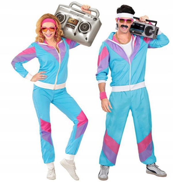 STRÓJ DRES NIEBIESKI RETRO DRESY LATA 70 80 KOSTIUM DISCO PRZEBRANIE L