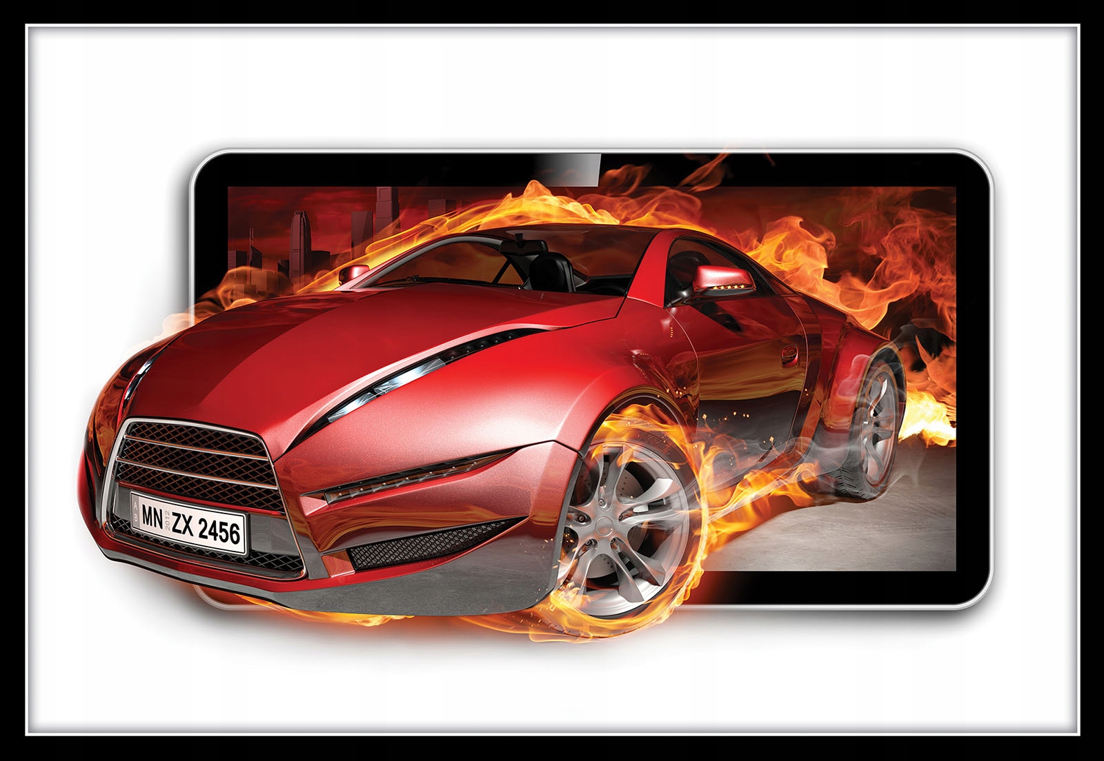 Fototapeta Červené sportovní auto oheň dynamika síla 250x175 lepidlo