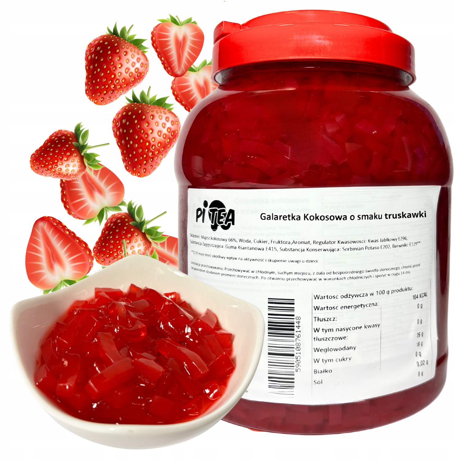 Levně Jelly Nata de Coco želé bonbony želé pro bubble tea 3,8 kg Jahoda