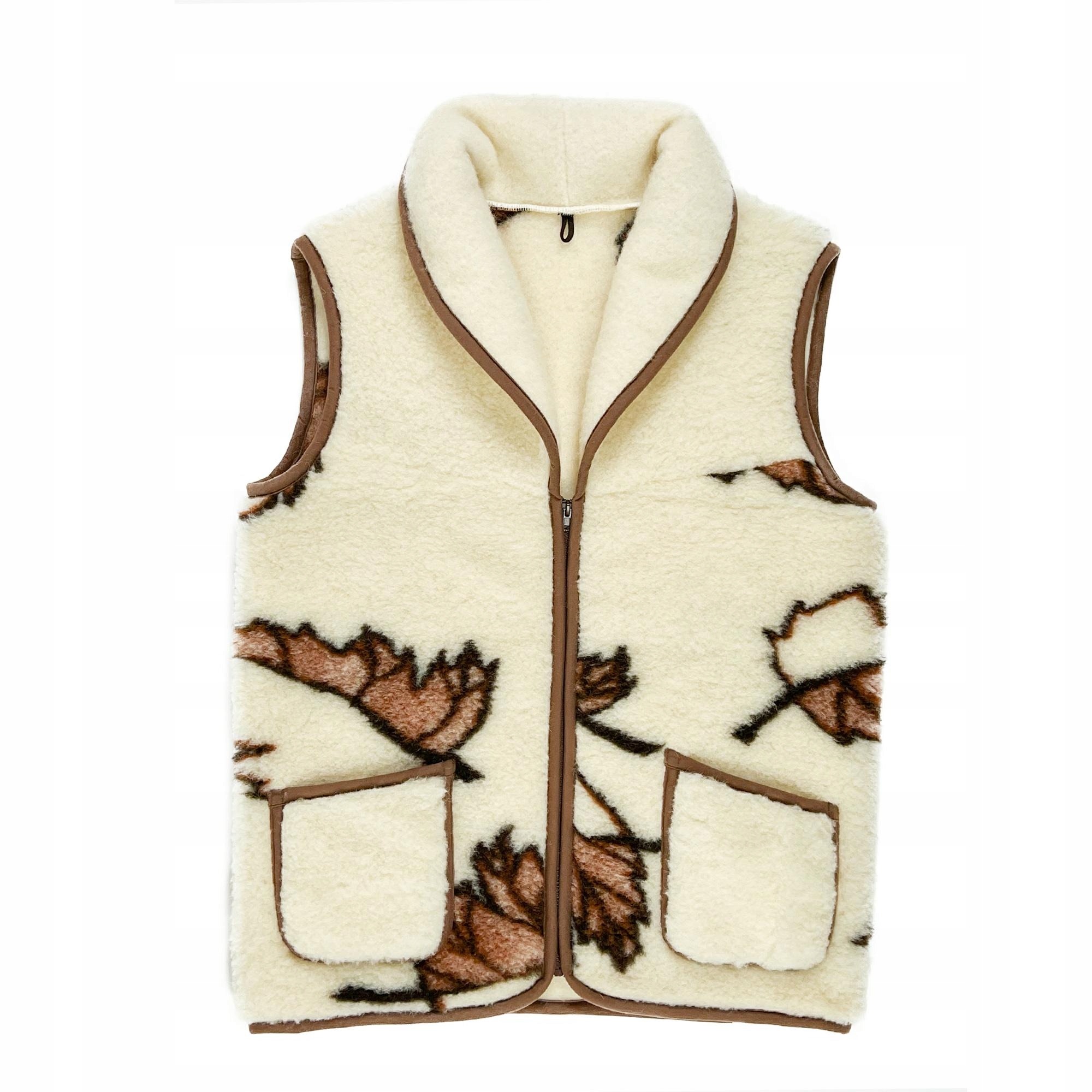 Vlněná vesta merino Como krémová listy XL rehabilitační výrobky