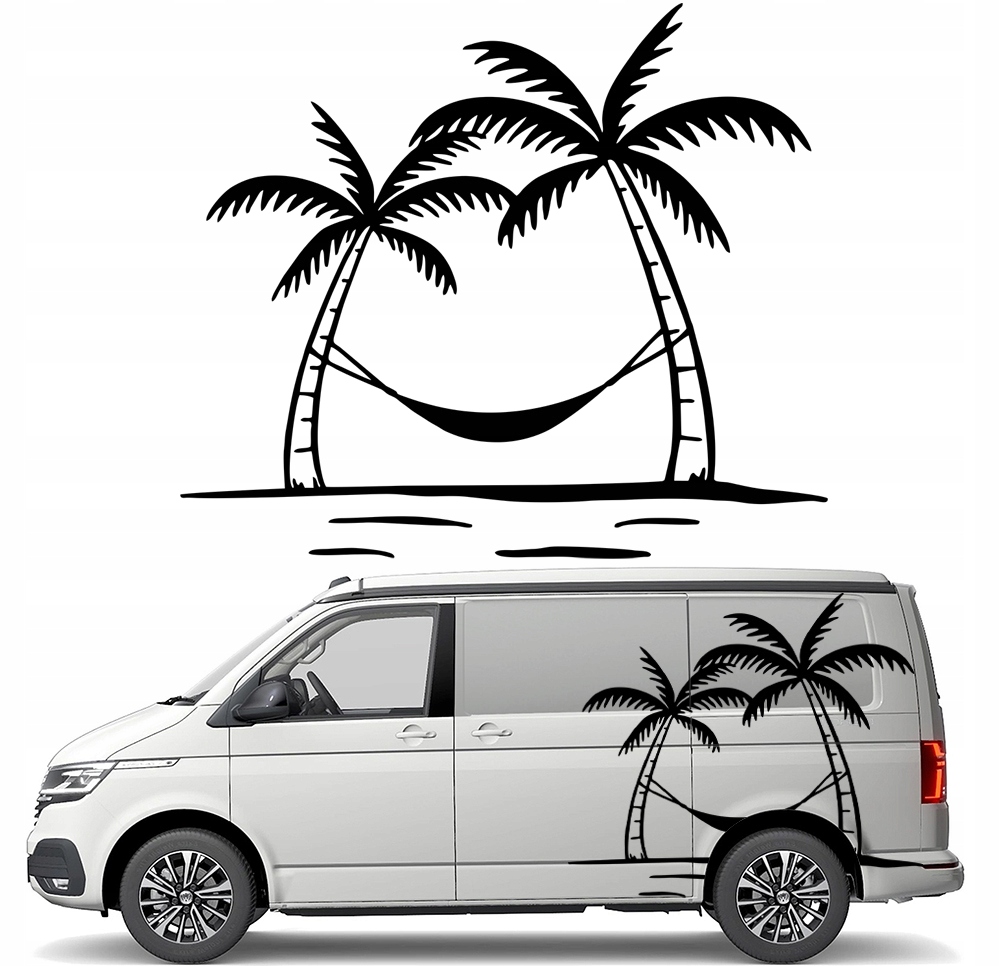 Samolepka Grafika pro karavan Palmy Hamak Ostrov 90x105