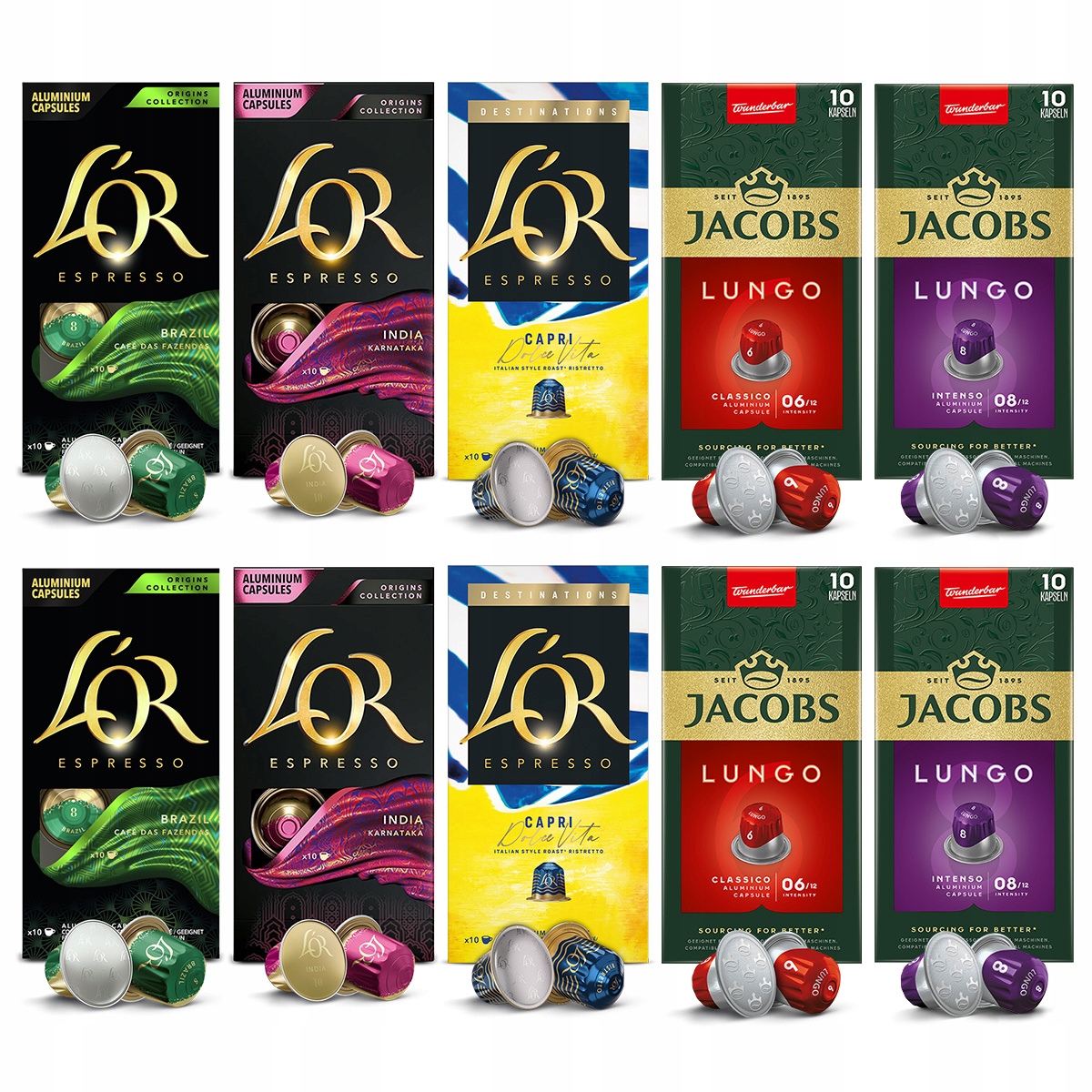 Kapsułki Jacobs L'or do Nespresso(r)* mix z Capri 100 szt. 9+1 Gratis!