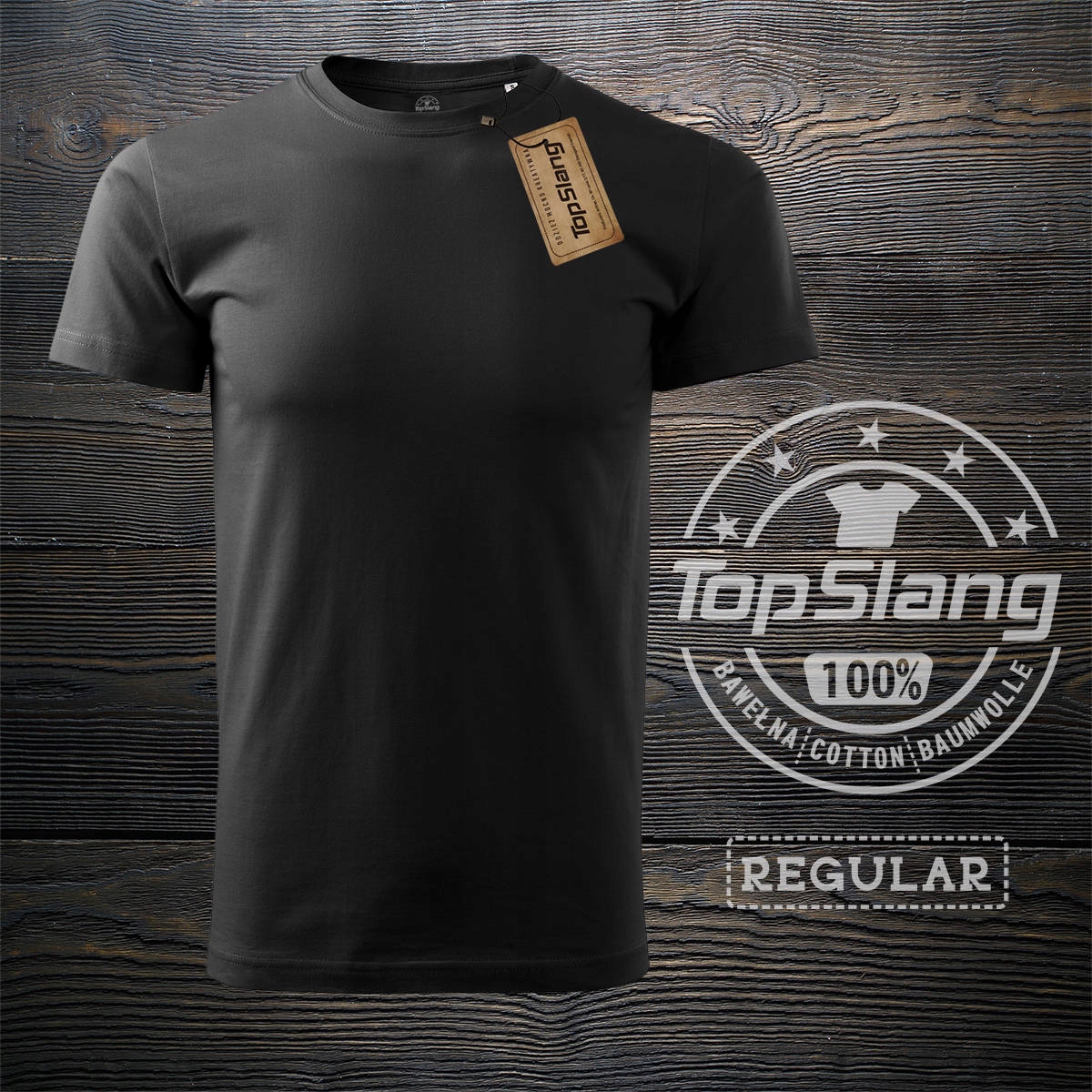 

Topslang koszulka męska bawełniana czarna t-shirt