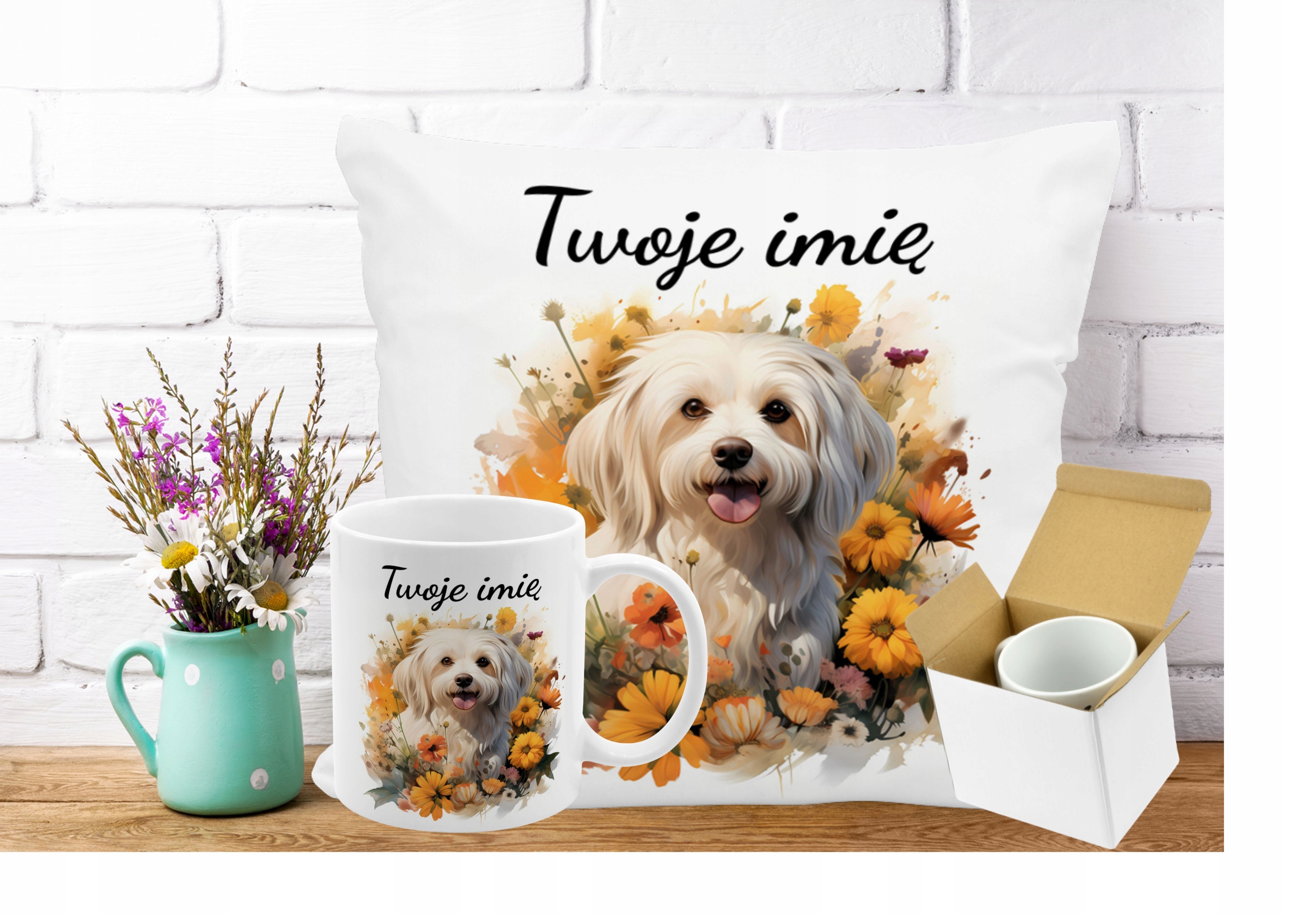 KUBEK PODUSZKA ZESTAW PIES PIESEK RASA COTON DE TULEAR Marka inna