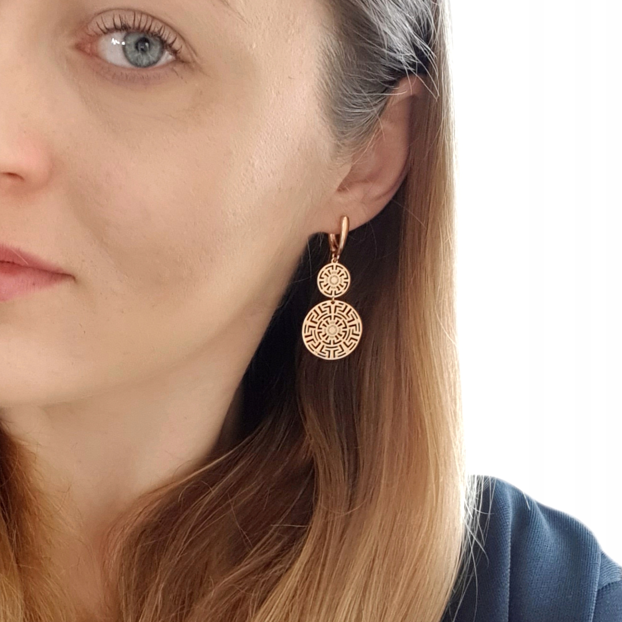 ZŁOTE KOLCZYKI GRECKIE STAL CHIRURGICZNA BIŻUTERIA NA 18 20 30 40 GWARANCJA Materiał pozłacany stal