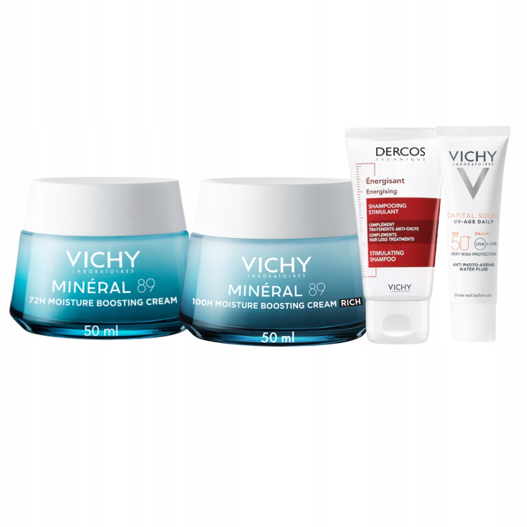 Vichy Mineral 89 zestaw 2x50ml: krem nawilżająco-odbudowujący 72h 100h