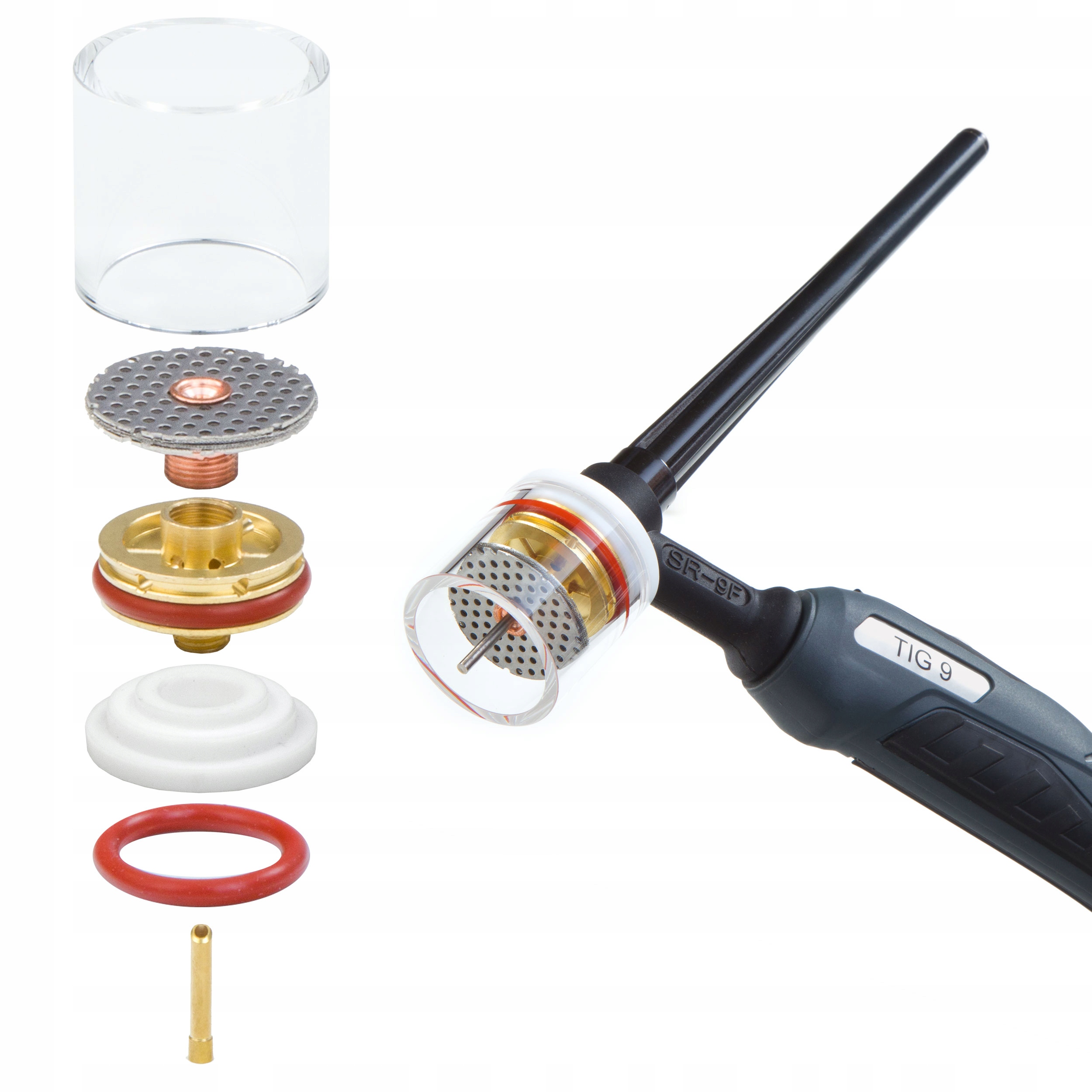 Sada Tig Quartz LD Plynová čočka Skleněná 1,6 mm