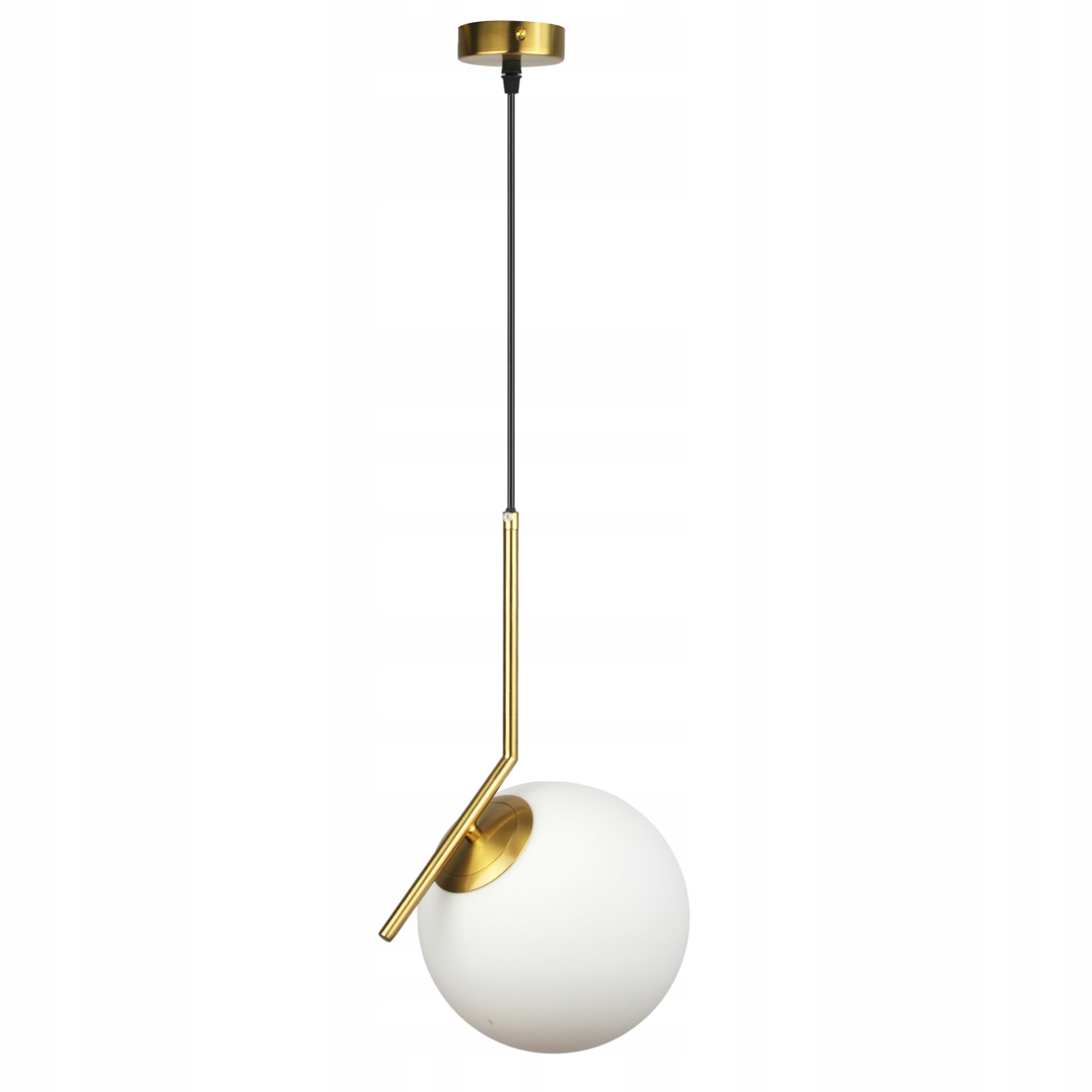Lampa Wisząca Szklana Kula Złoto Mleczne Szkło Nowoczesna Do Sypialni