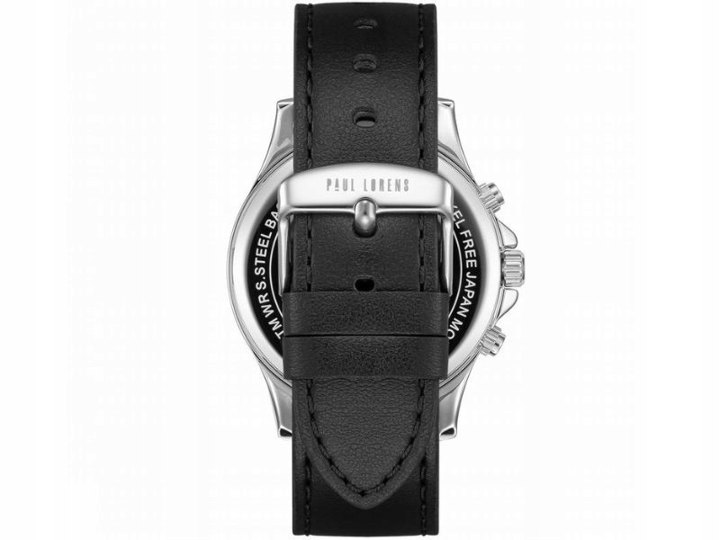 Černé pánské hodinky s černým multidatovým ciferníkem na koženém řemínku