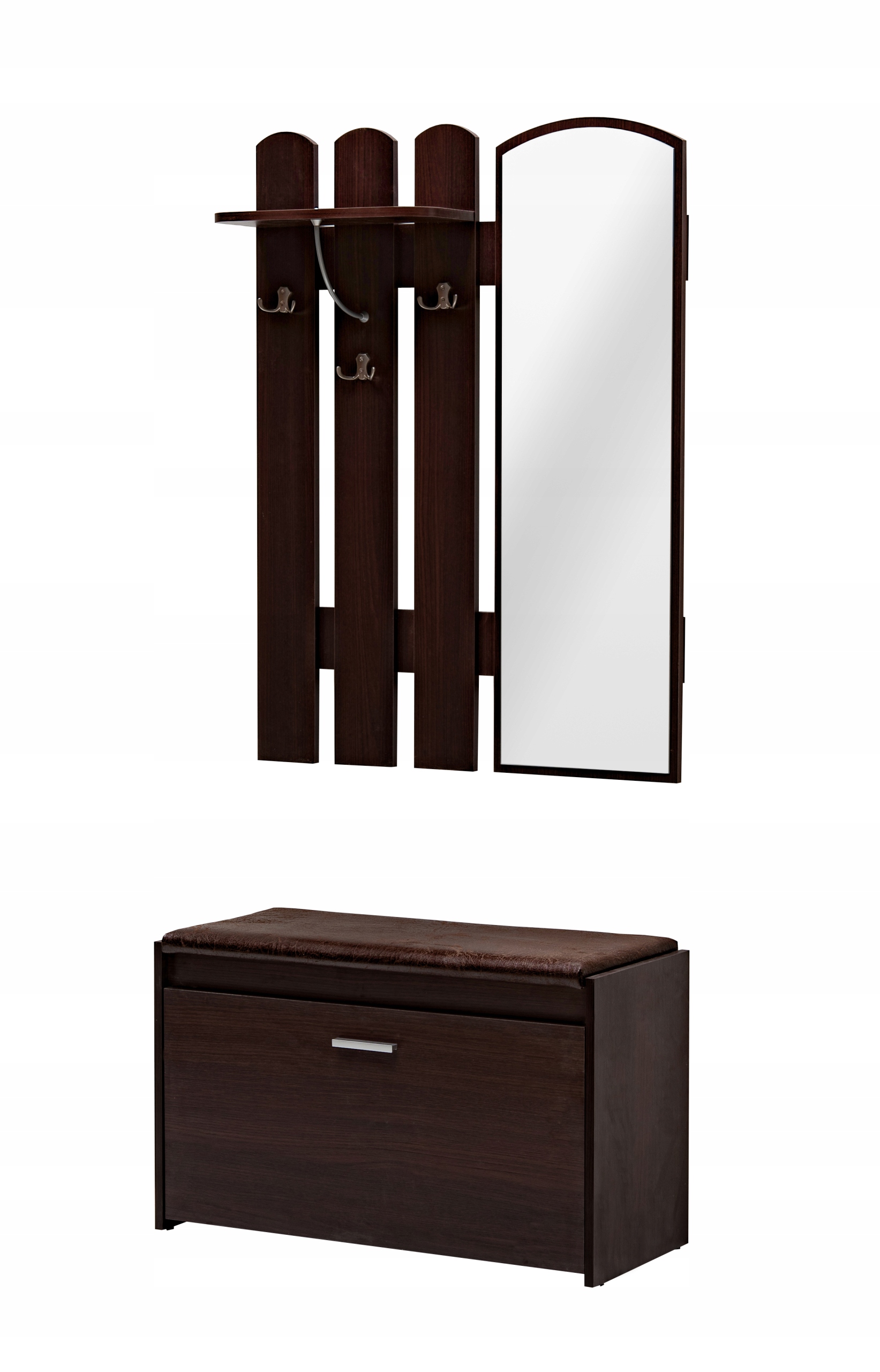 Garderoba z siedziskiem lustro 85 cm kasztan wenge