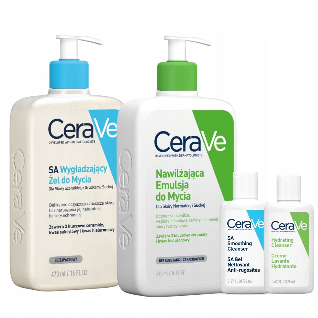 CeraVe Emulsja Nawilżająca do Mycia, Sa Żel Wygładzający 473ml