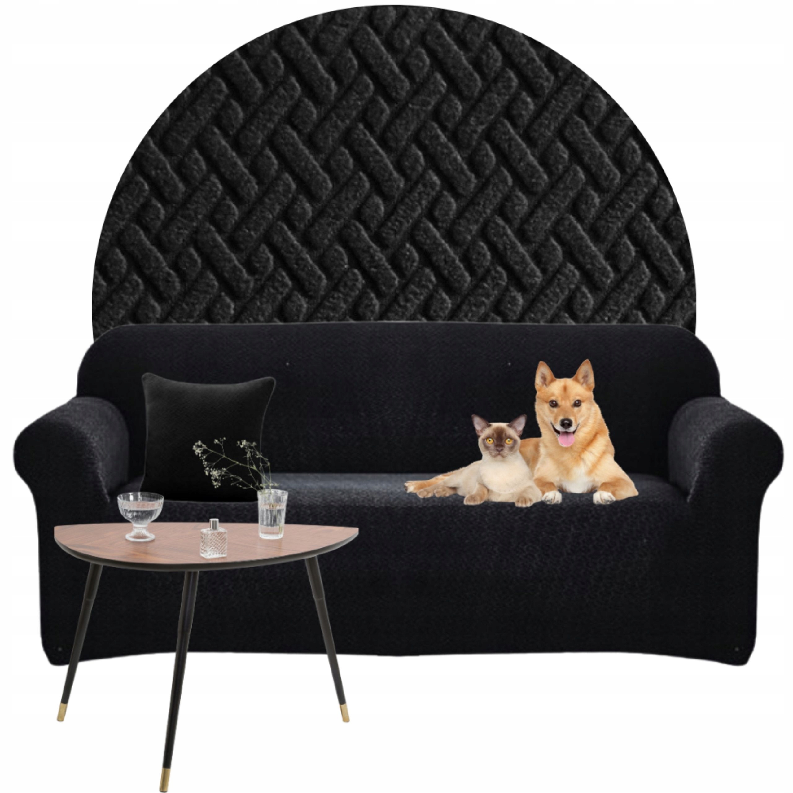 Potah Na Pohovku Rohový Elastický Žakár Jedle 235-300 Oeko Tex