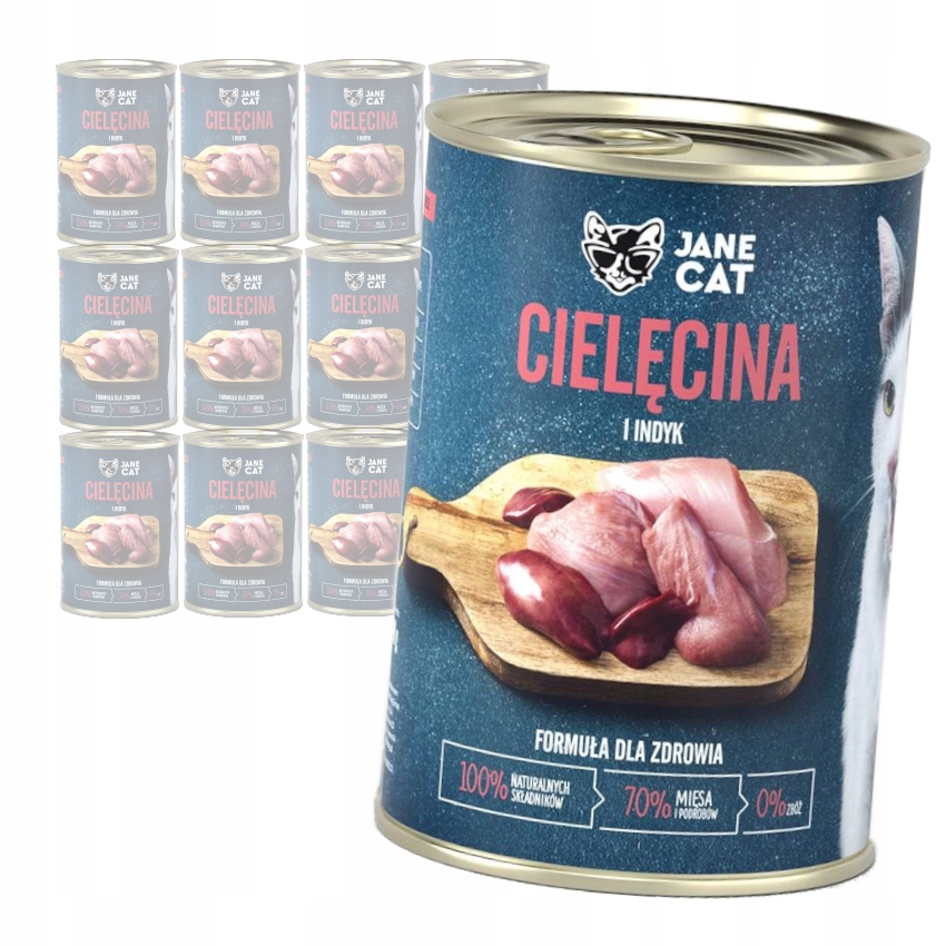 Levně Jane Cat Krmivo Pro Kočky Telecí A Krůta 12x400g