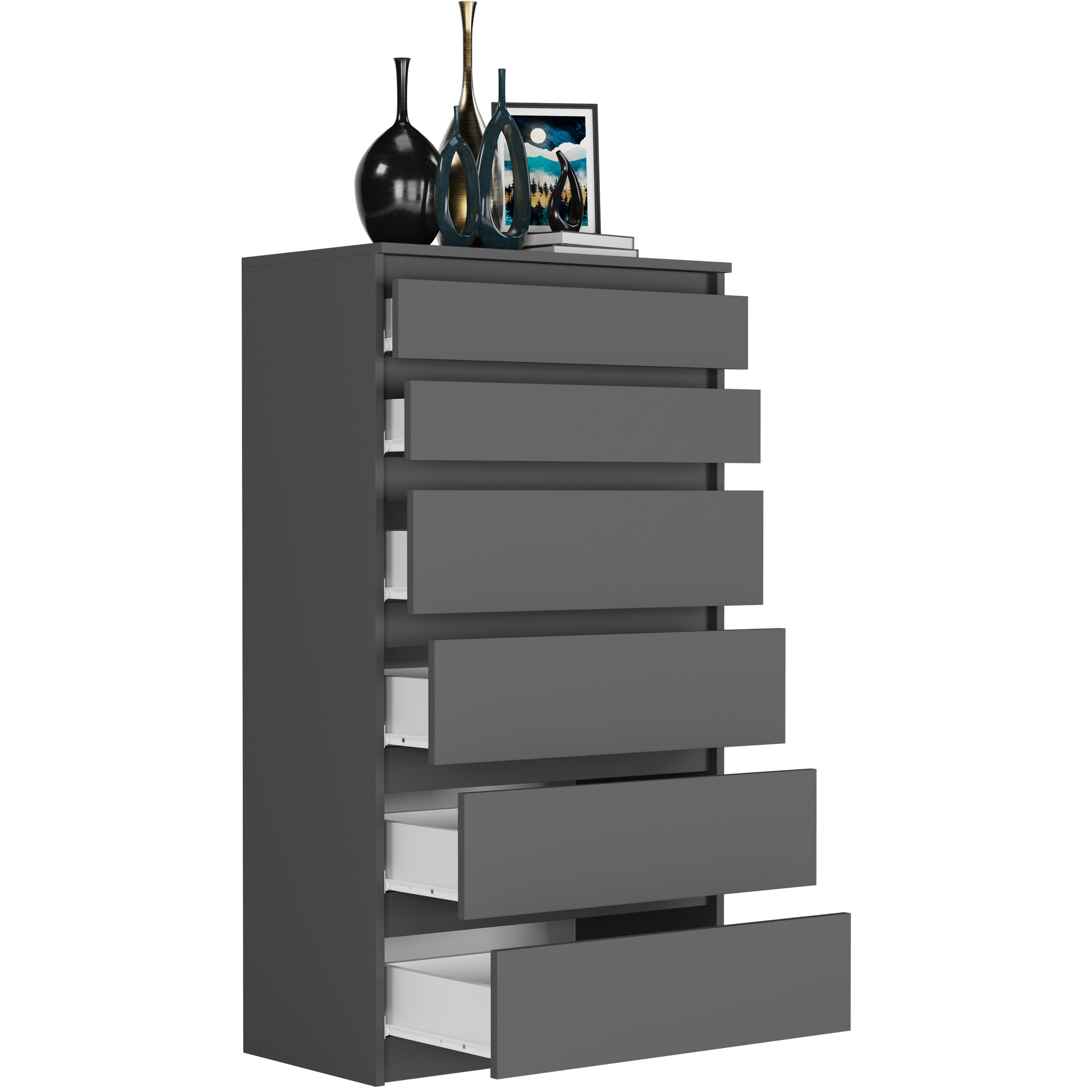 NOWOCZESNA KOMODA SZAFKA 6 SZUFLAD PL R-6 ANTRACYT